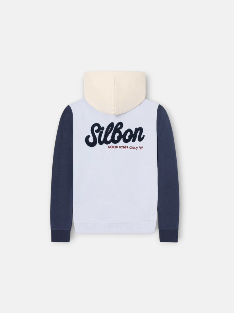 Sudadera kids capucha multicolor rizo azul
