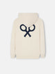 Sudadera kids capucha parche contraste crema