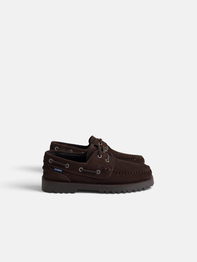 Kids' sporty nautical brown suede shoe