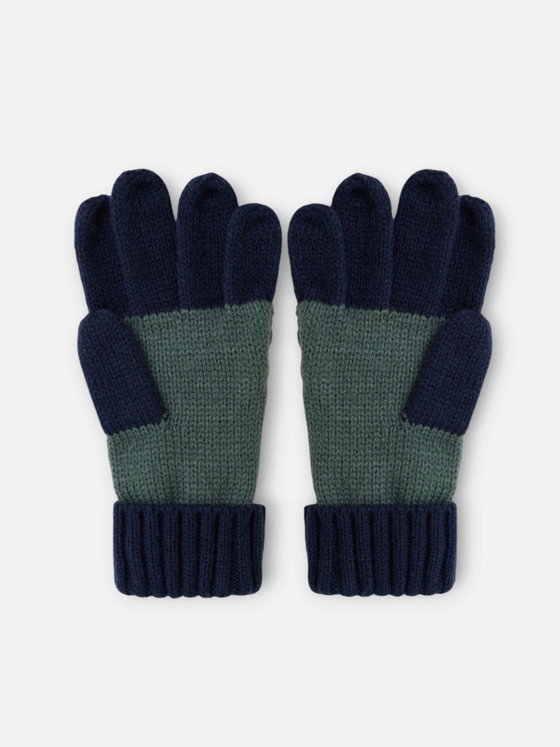 Guantes kids lana bicolor azul verde