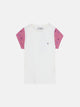Girl's T-shirt, rackets pink sleeves white