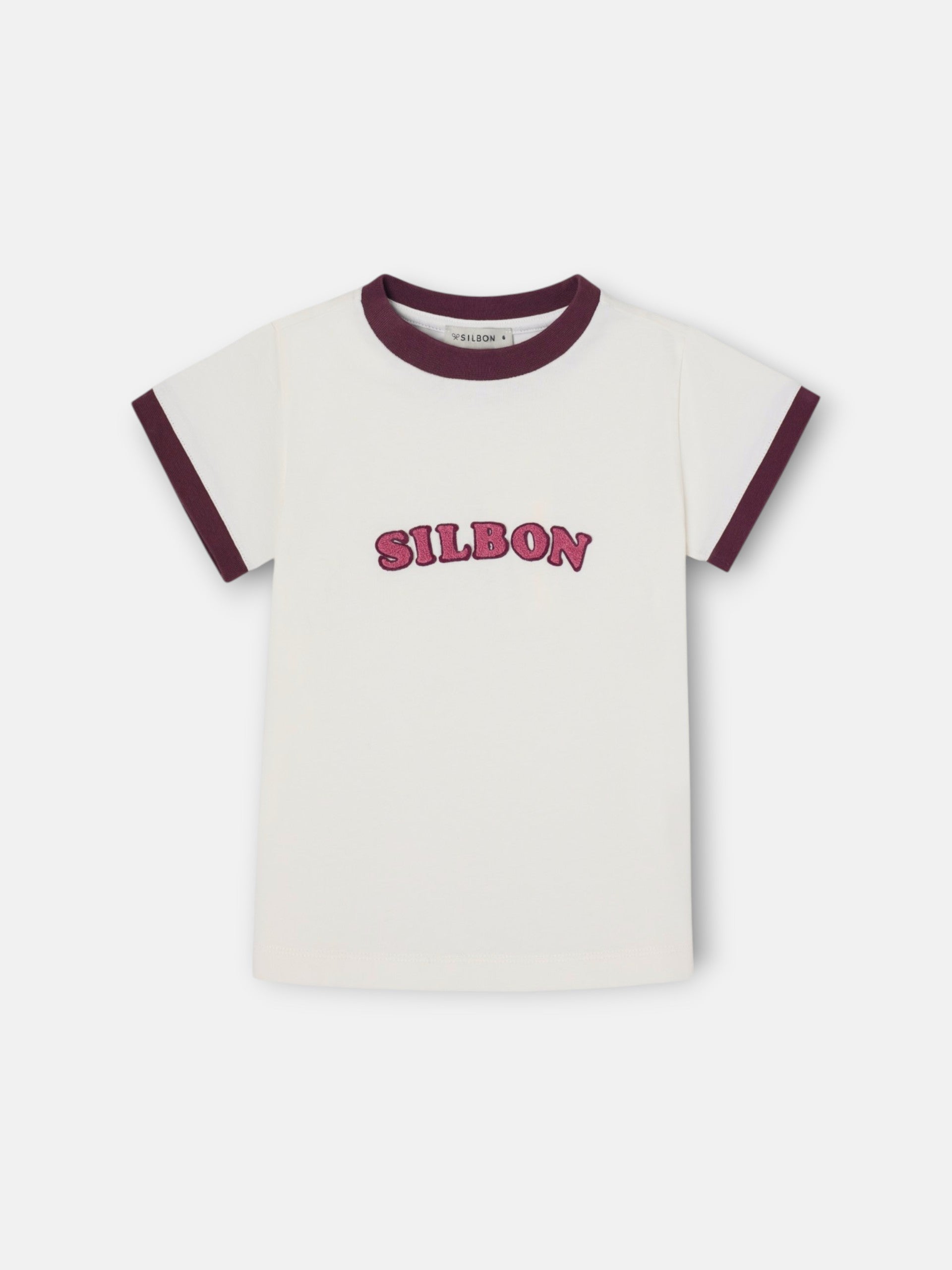Camiseta girl silbon varsity crudo