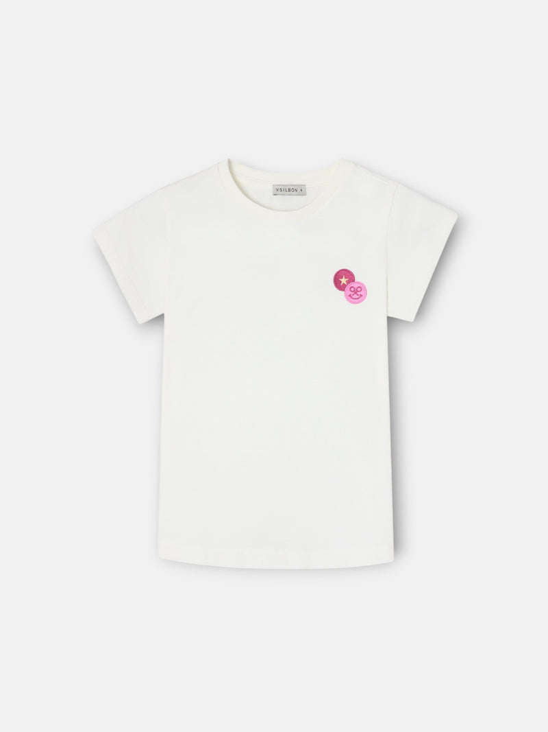 Camiseta girl parche raquetas blanca