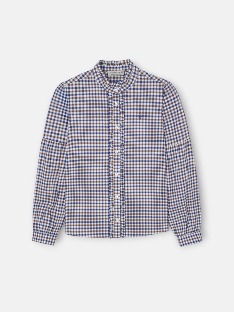 Camisa girl cuadros azul marino y blanco