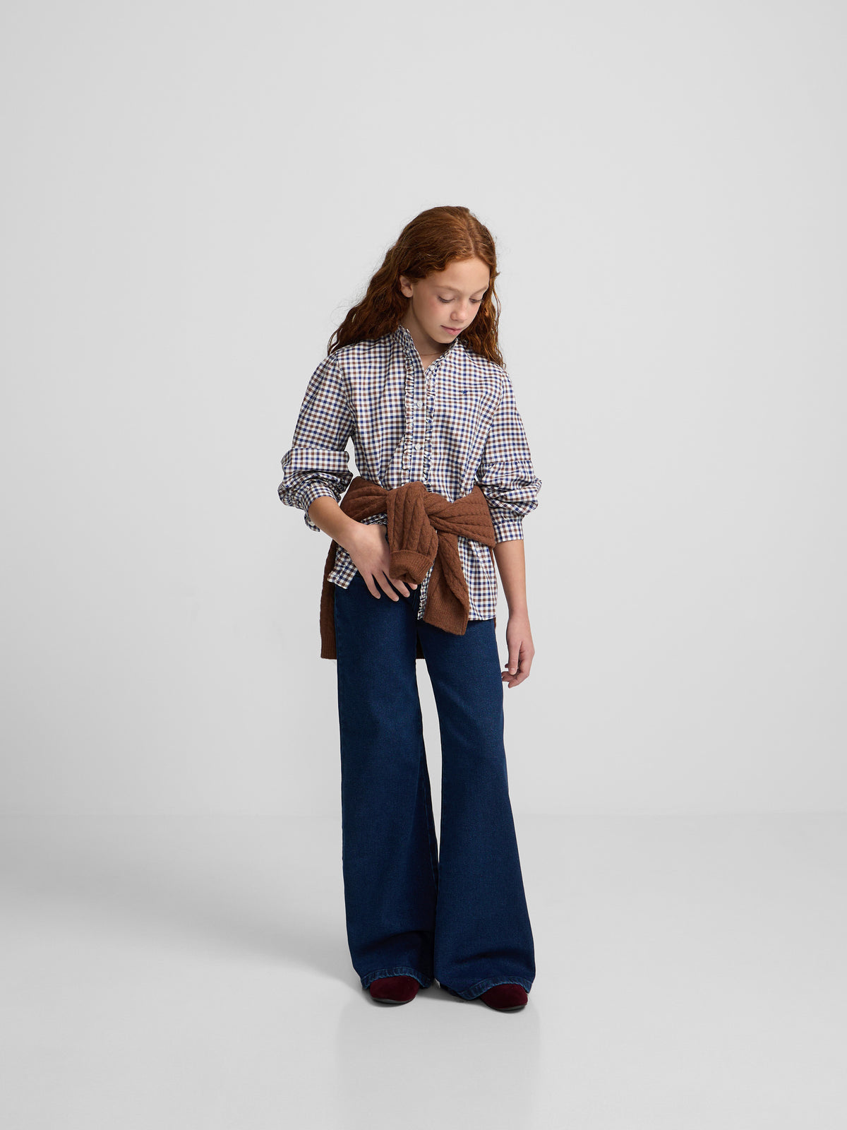 Camisa girl cuadros azul marino y blanco