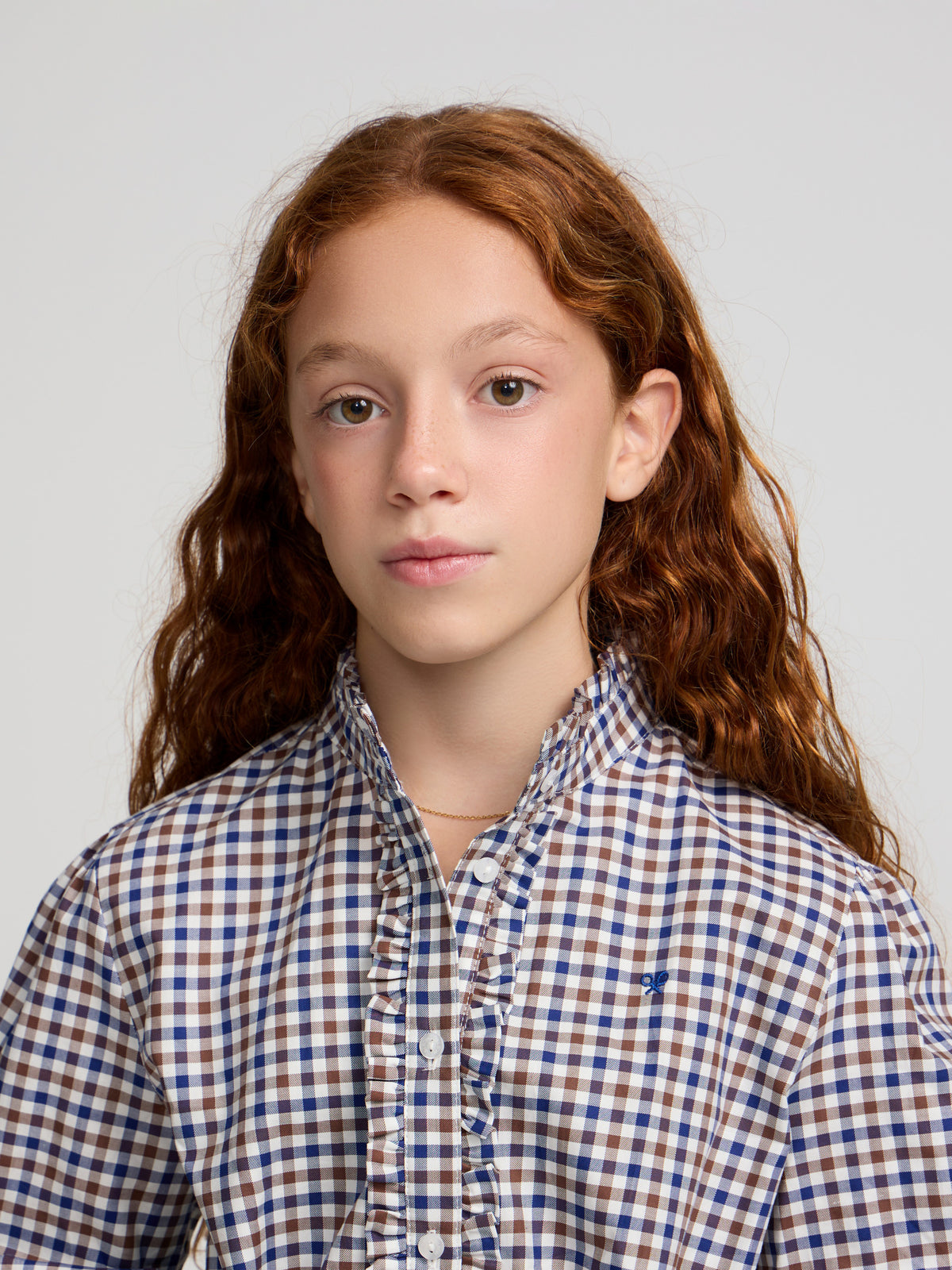 Camisa girl cuadros azul marino y blanco