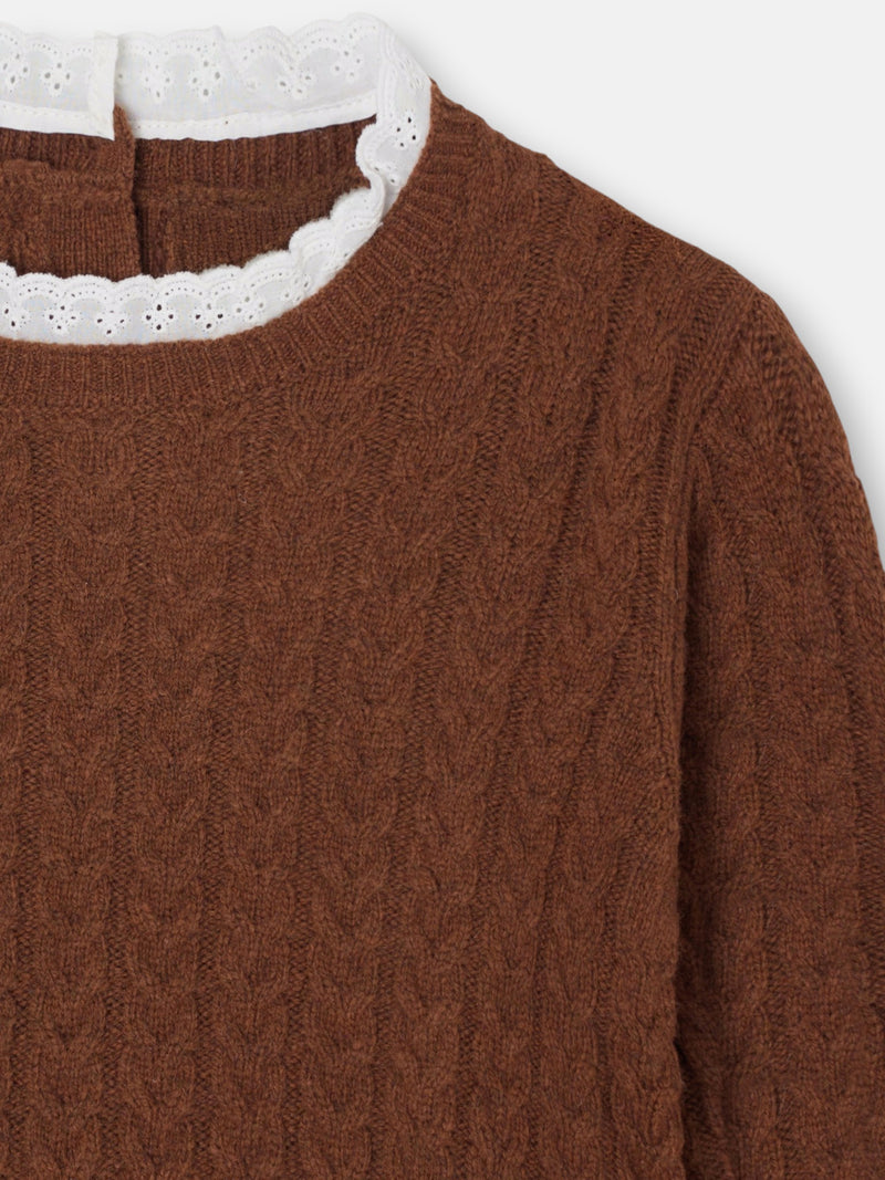 Jersey girl ochos cuello volante marron