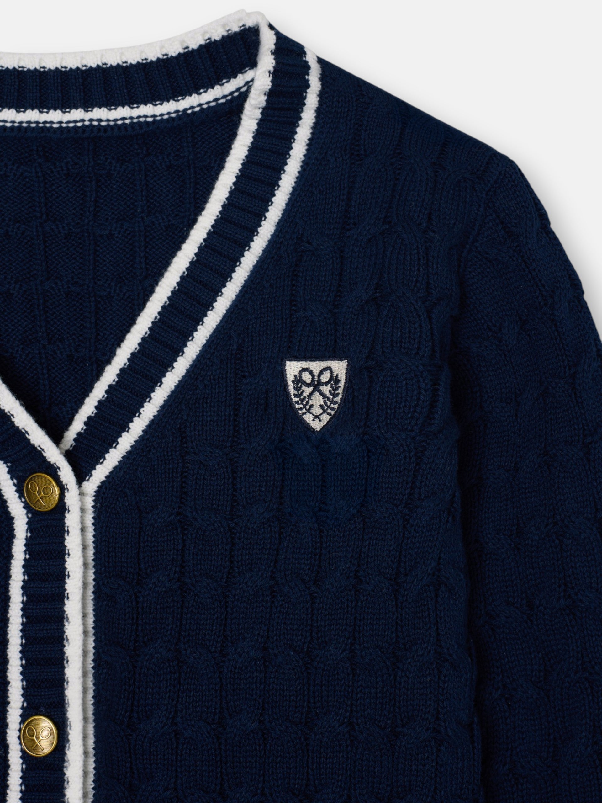Cardigan girl college escudo azul marino
