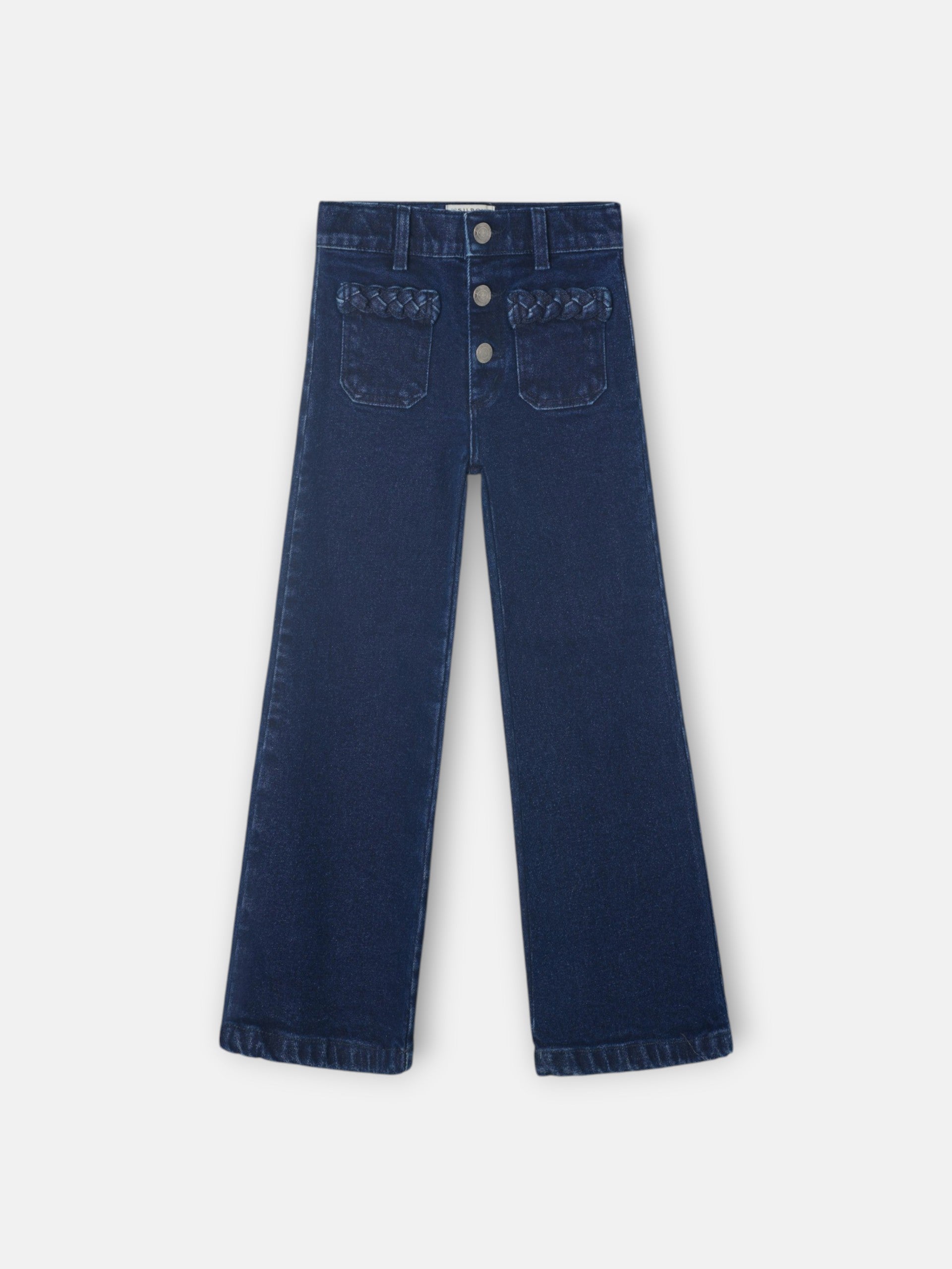 Pantalon girl bolsillo trenza denim oscuro
