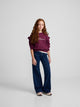 Pantalon fille poche tressée denim foncé