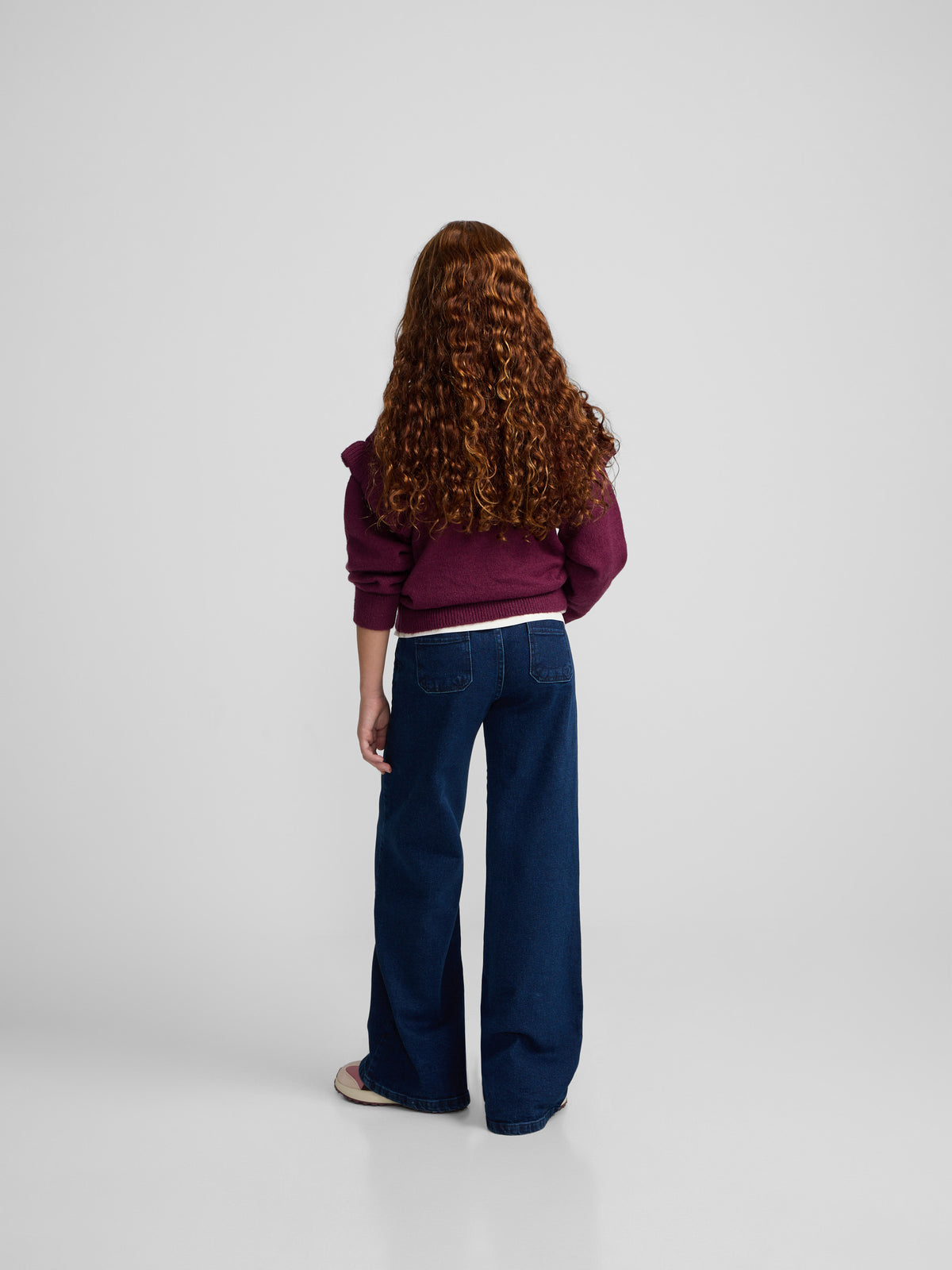 Pantalon fille poche tressée denim foncé