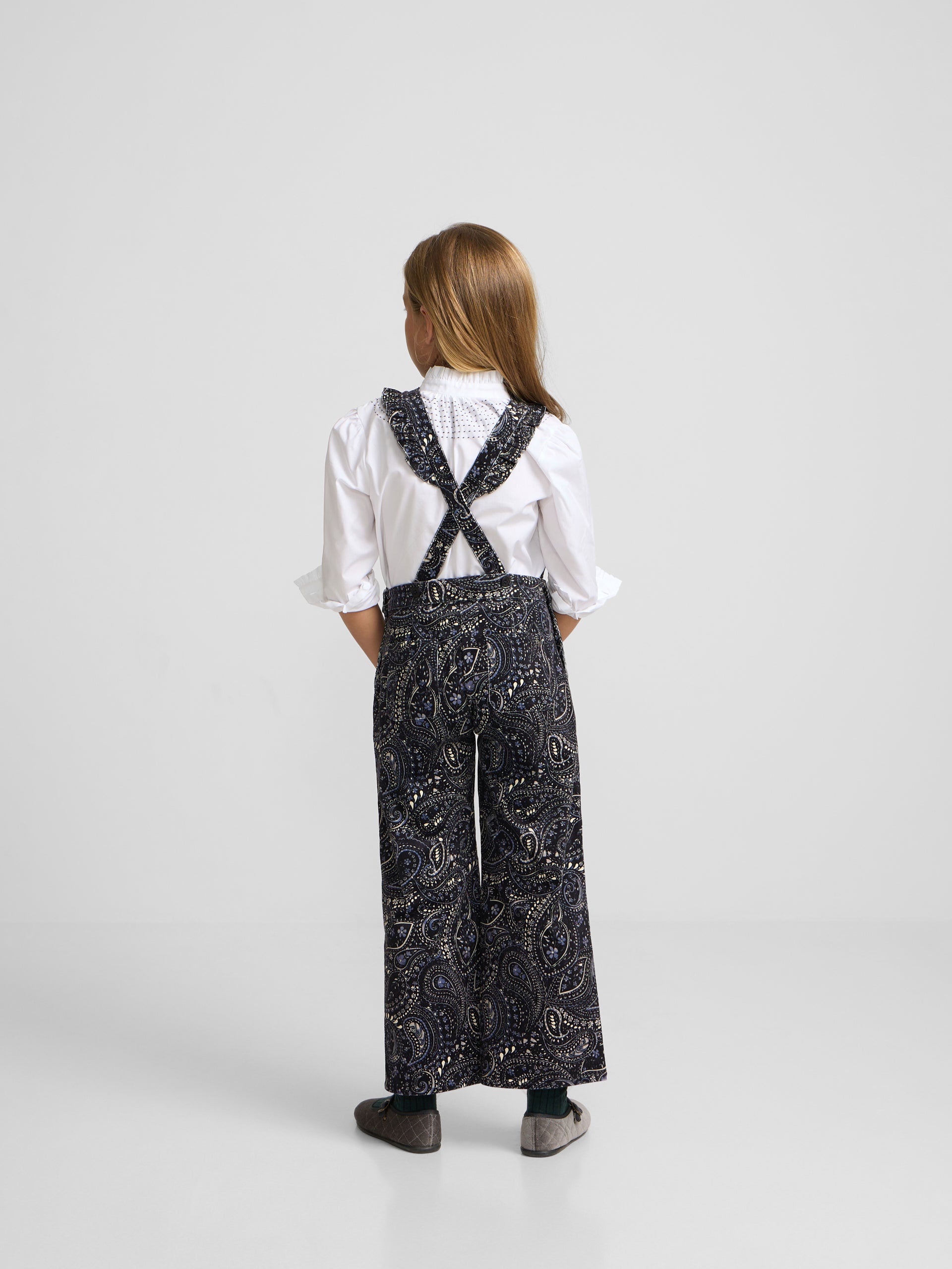 Salopette fille micropana imprimé paisley bleu