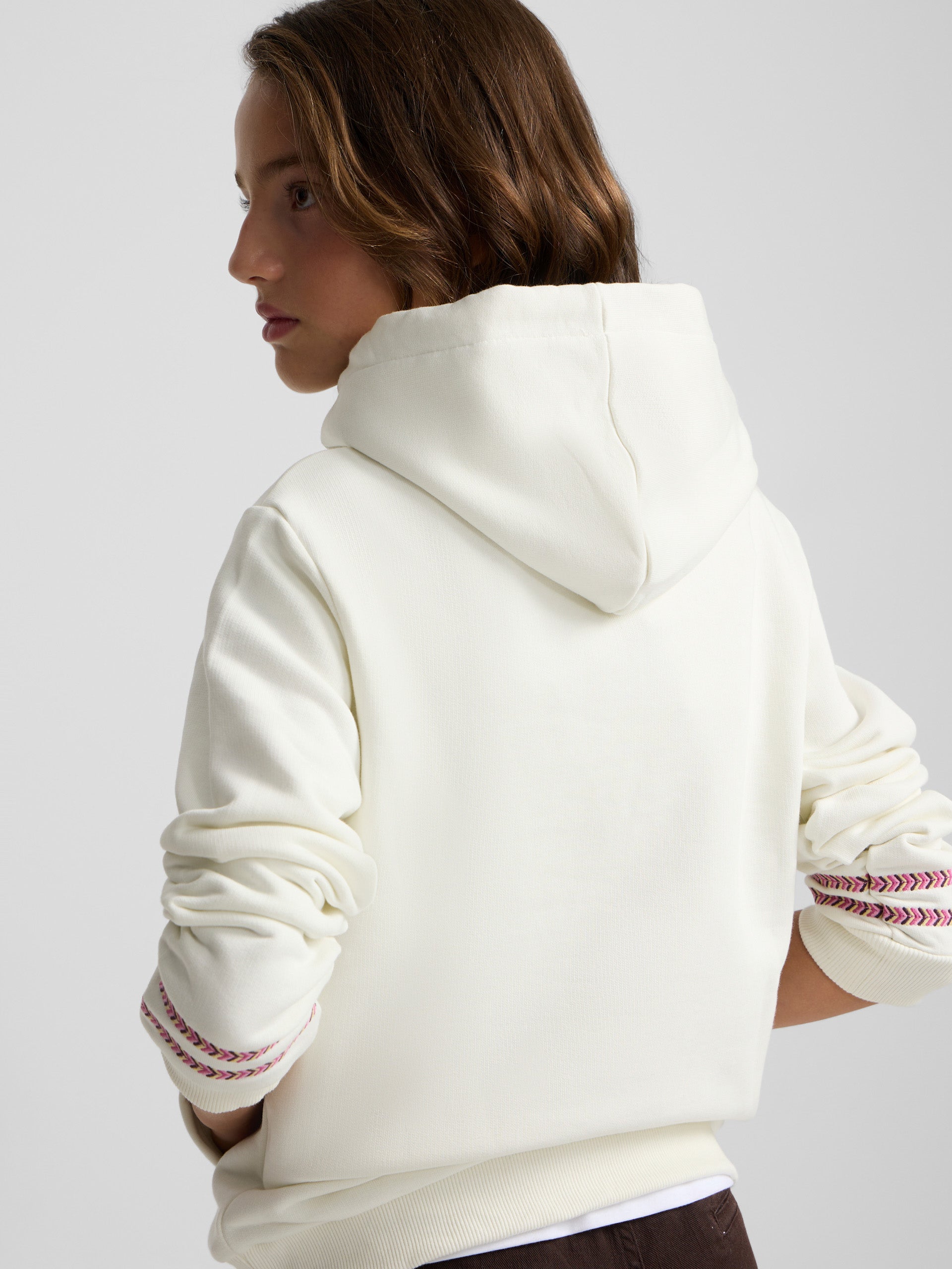 Ethnic Hooded Sweatshirt Girl Off-White