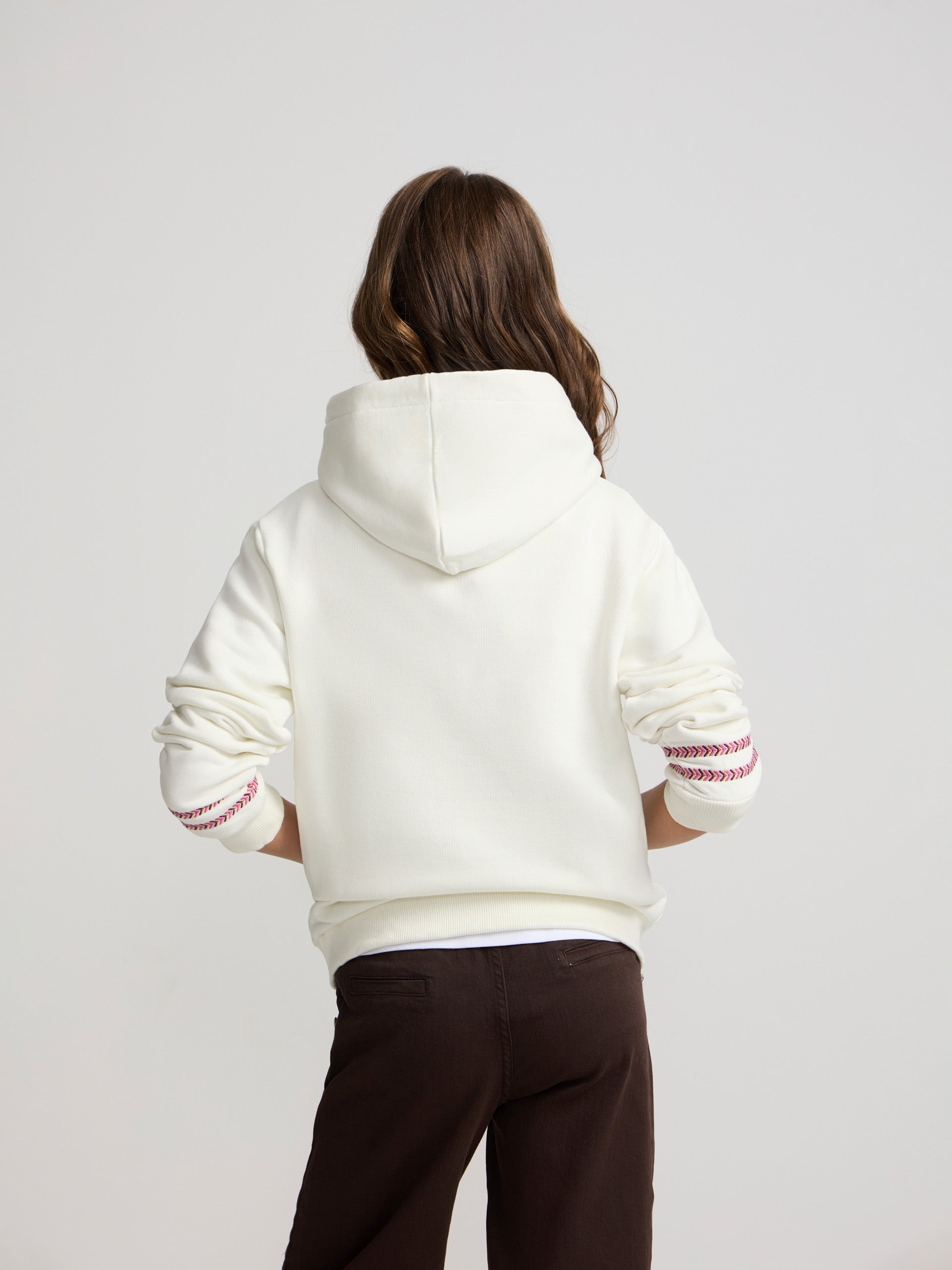 Ethnic Hooded Sweatshirt Girl Off-White