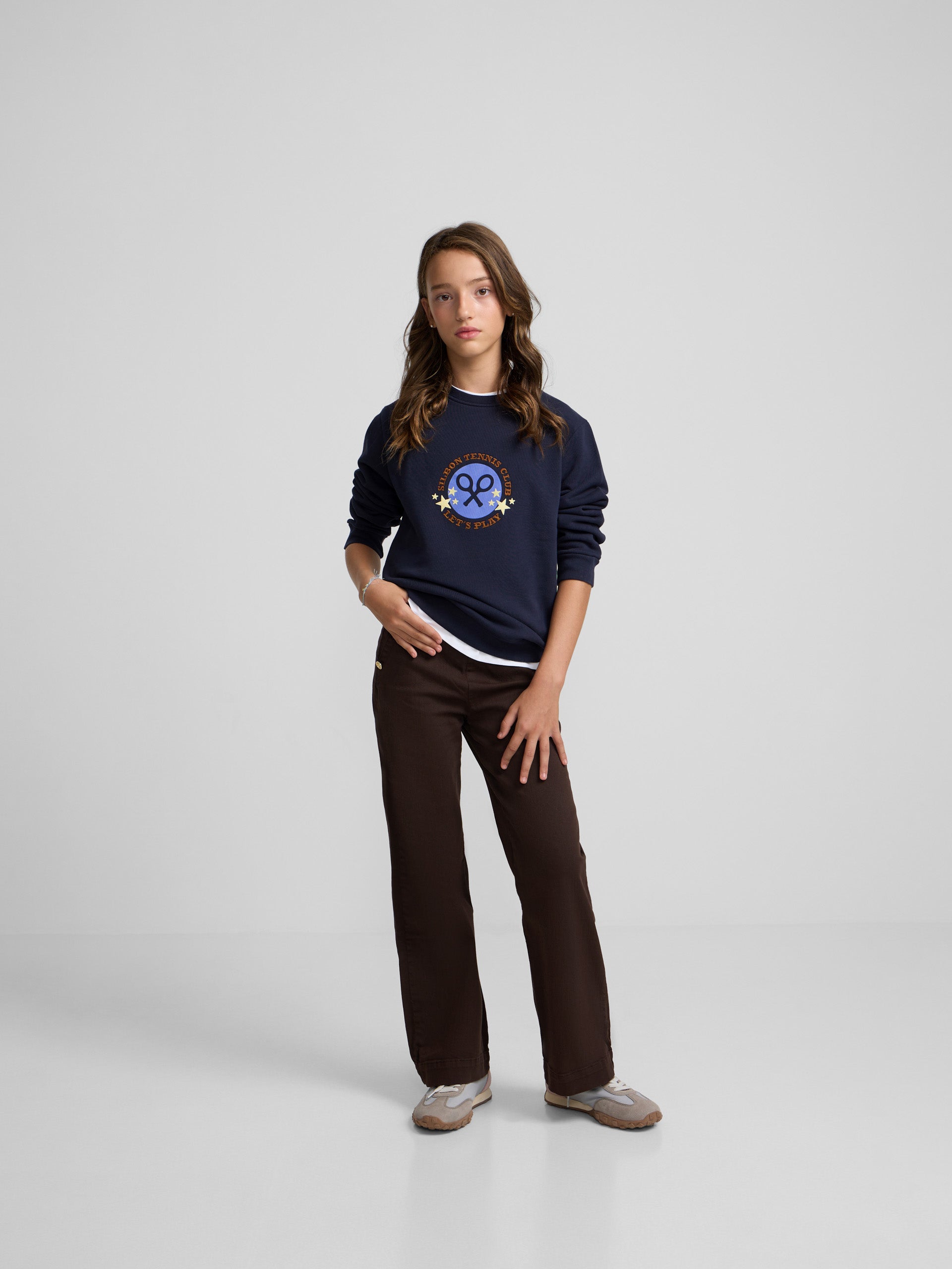 Sweat-shirt fille tennis club bleu marine