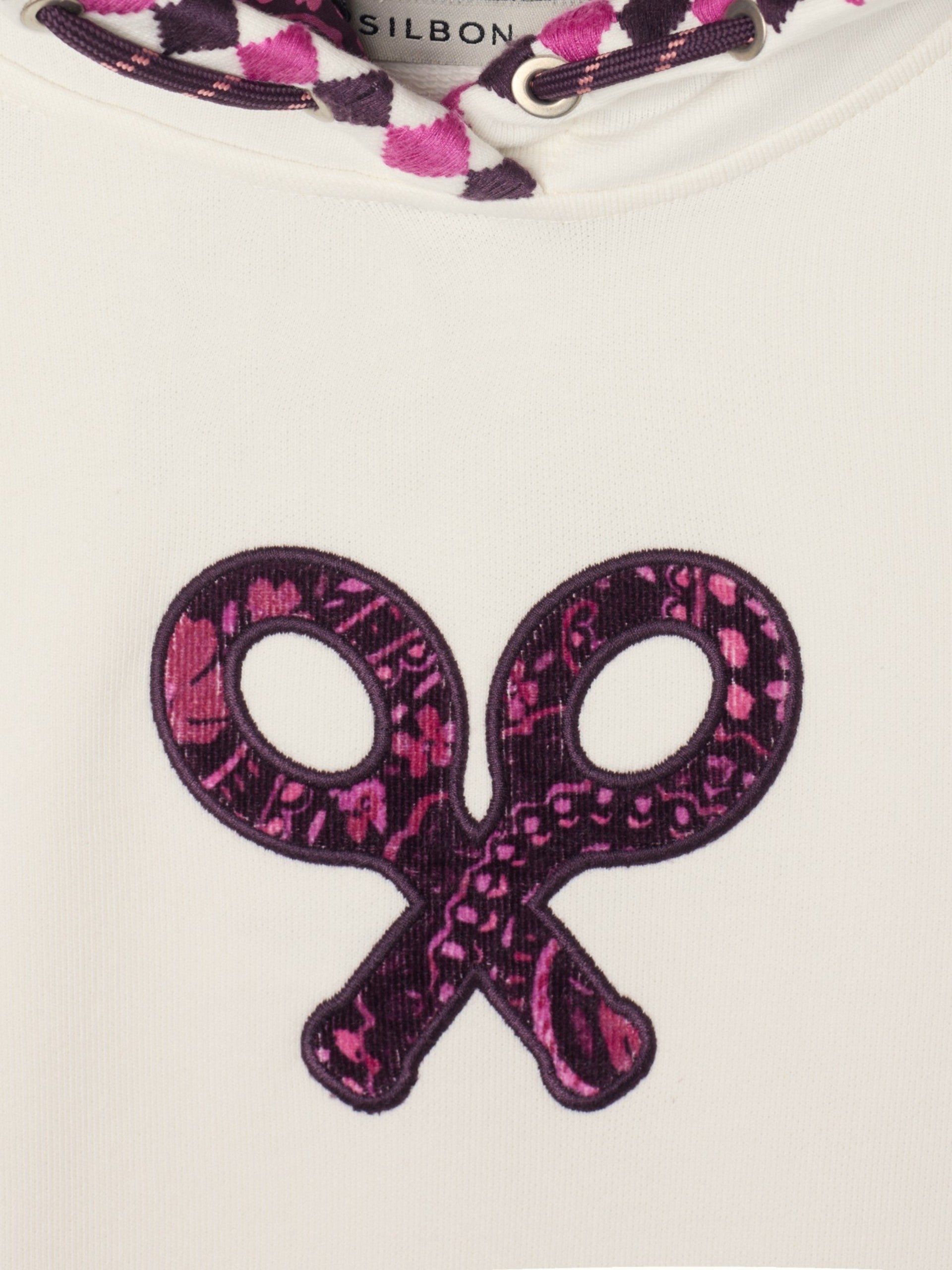 Sudadera girl capucha raqueta estampado crudo