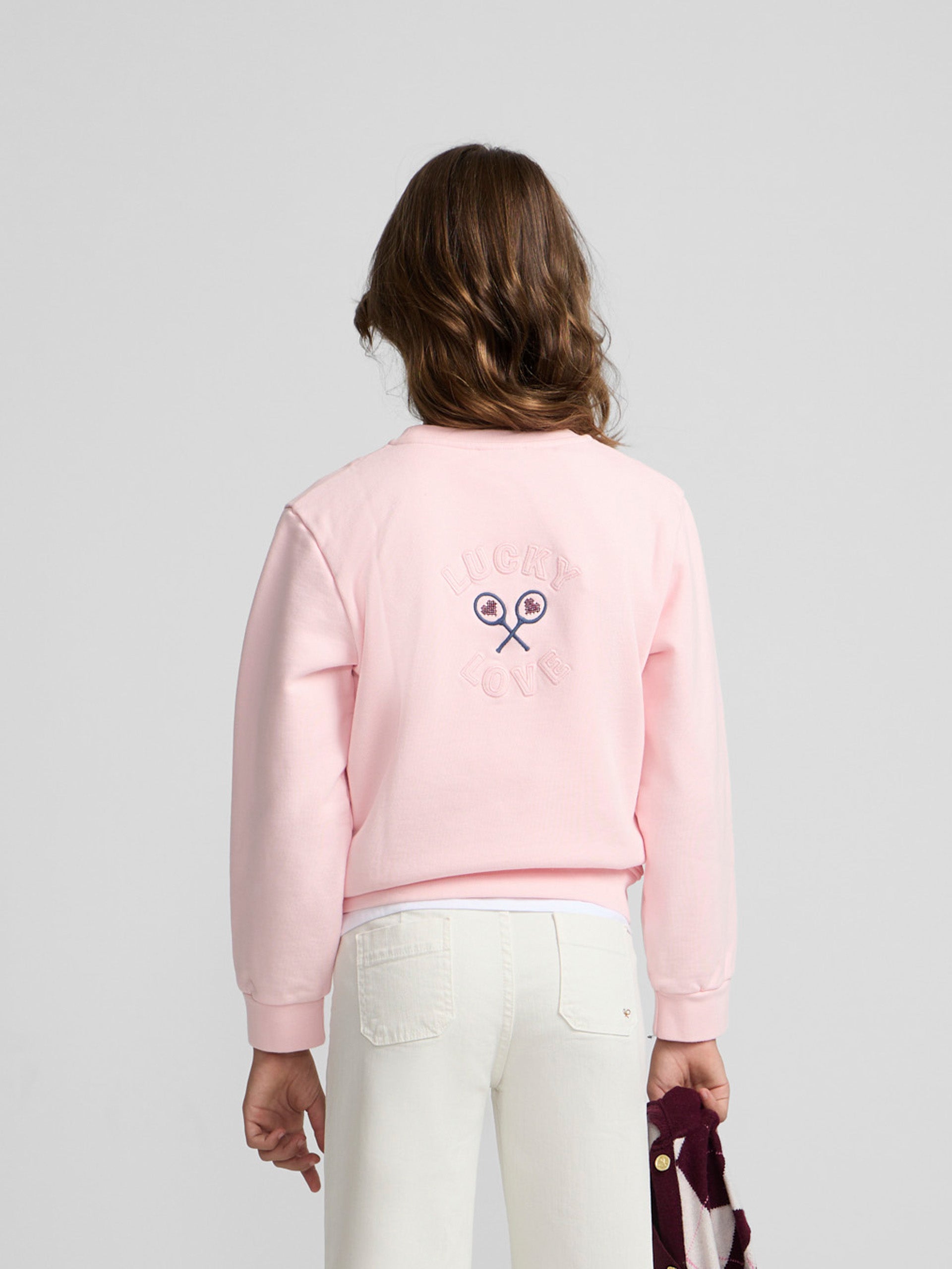 Sweat-shirt fille lucky love rose
