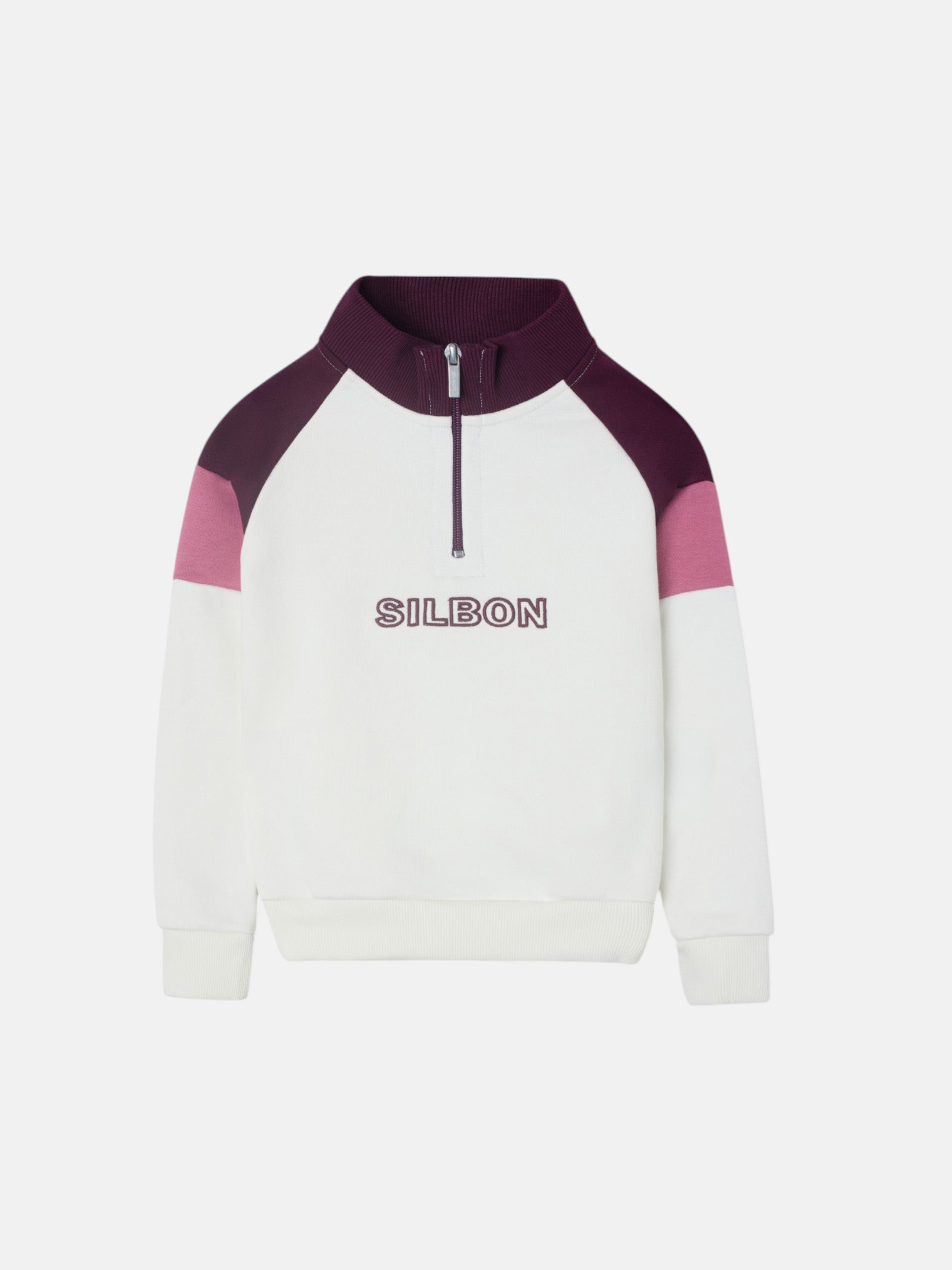 Sudadera girl cuello alto tricolor rosa y crudo