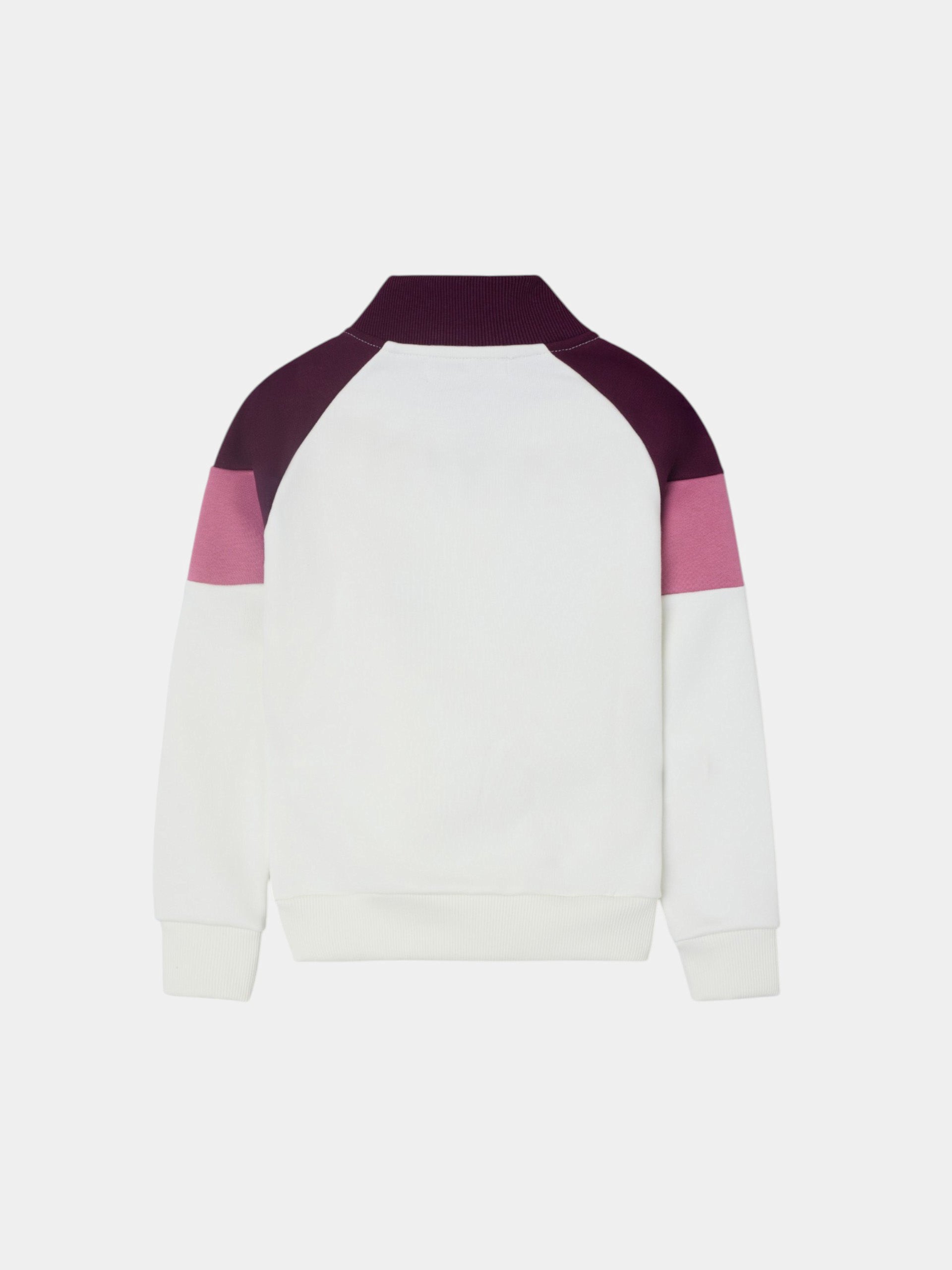 Sudadera girl cuello alto tricolor rosa y crudo