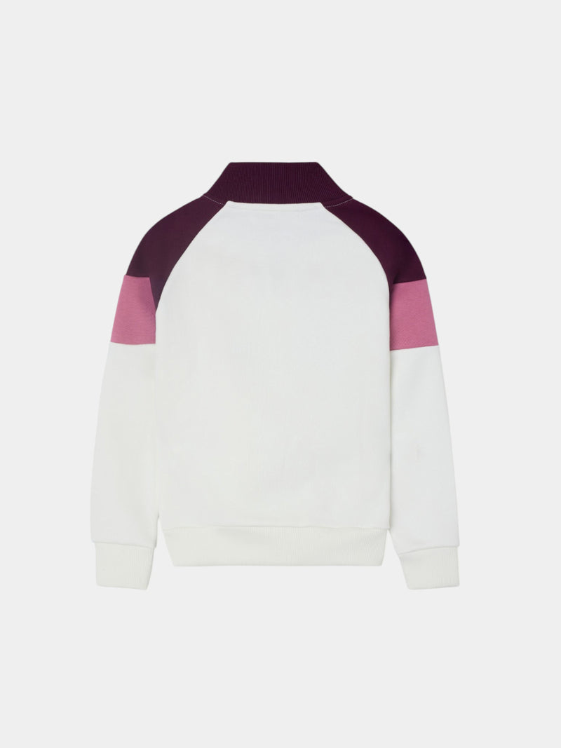 Sudadera girl cuello alto tricolor rosa y crudo