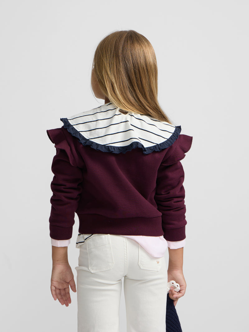 Sweatshirt girl emblema baixo camisa grená