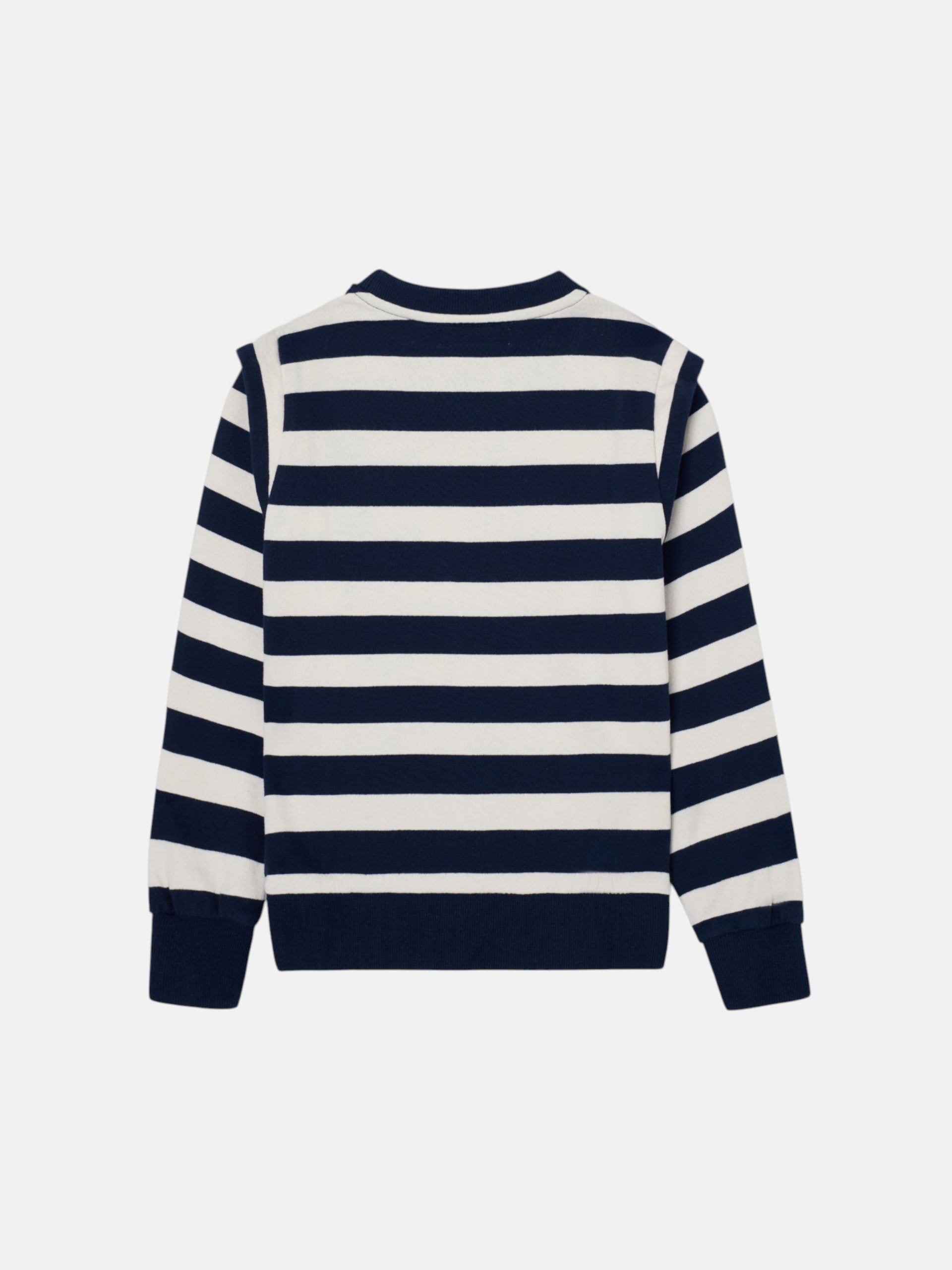 Sudadera girl hombreras rayas marino y crudo