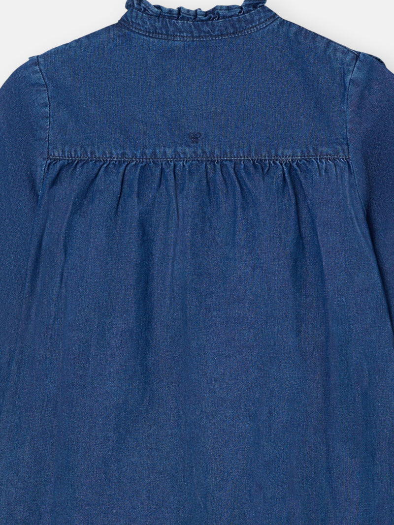 Robe fille à volants en denim