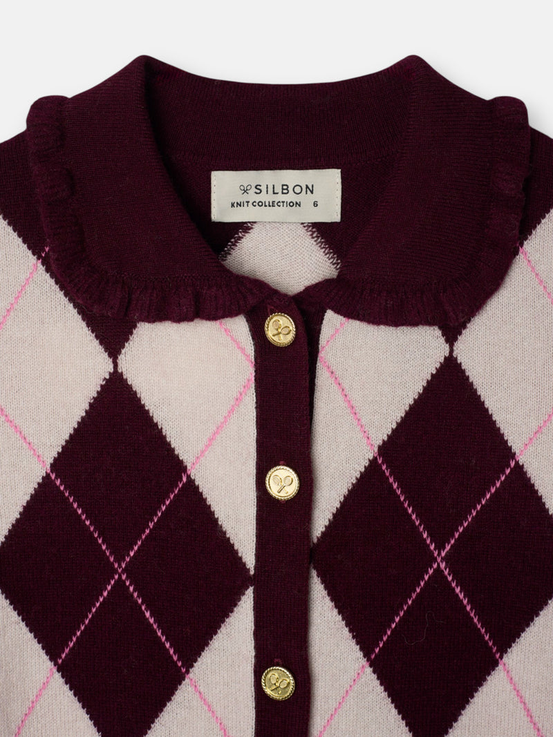 Cardigan girl rombos granate