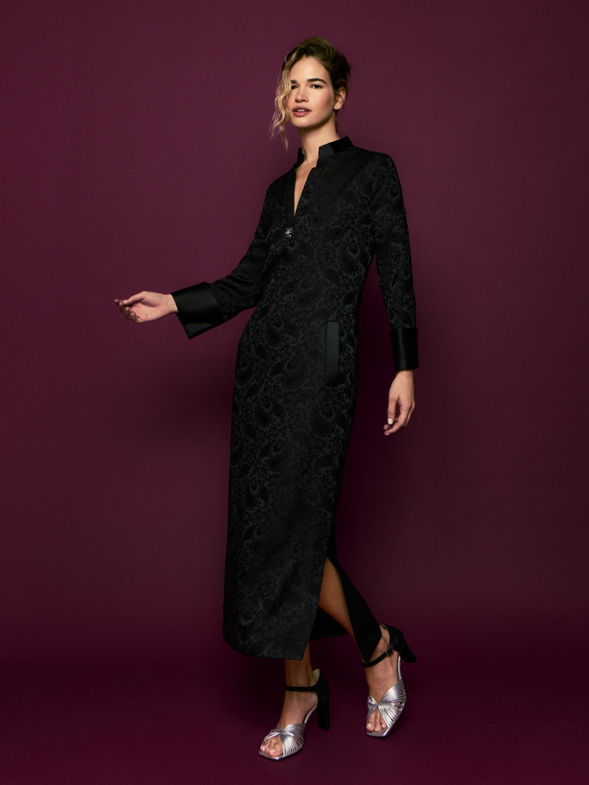 Vestido tunica jacquard negro