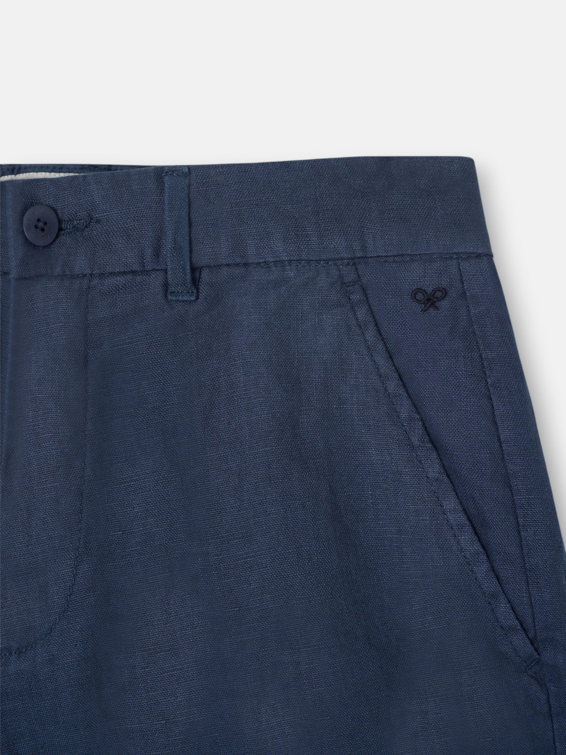 Bermuda en lin uni bleu indigo