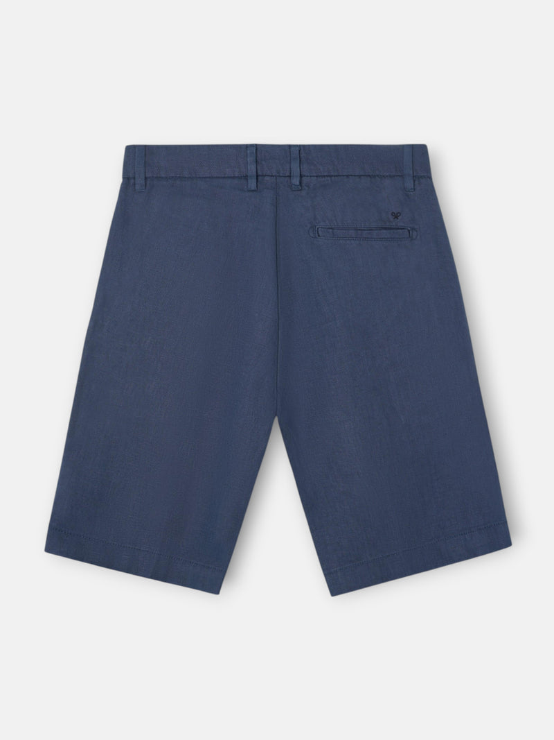 Bermuda lino lisa azul indigo