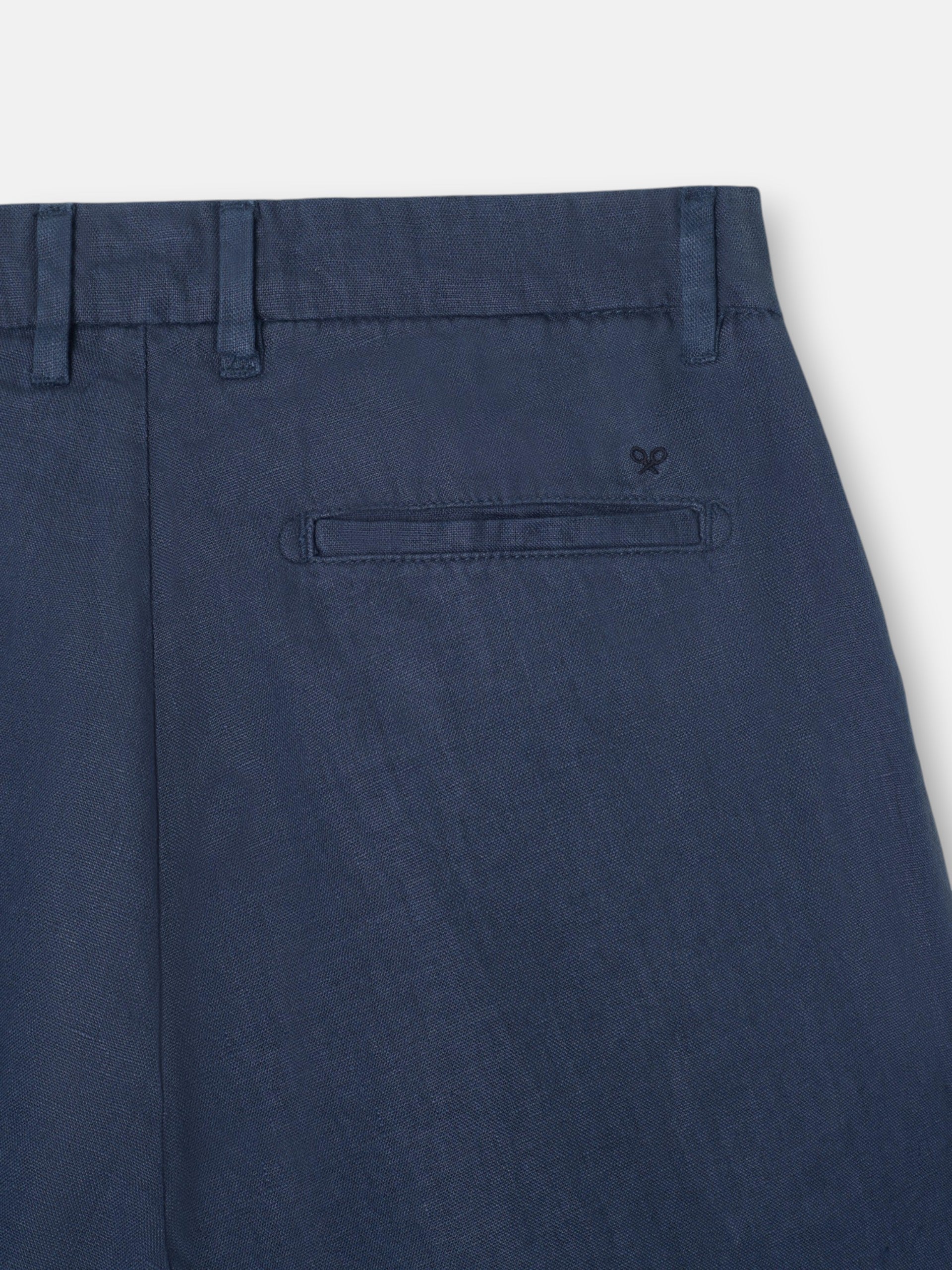 Bermuda en lin uni bleu indigo