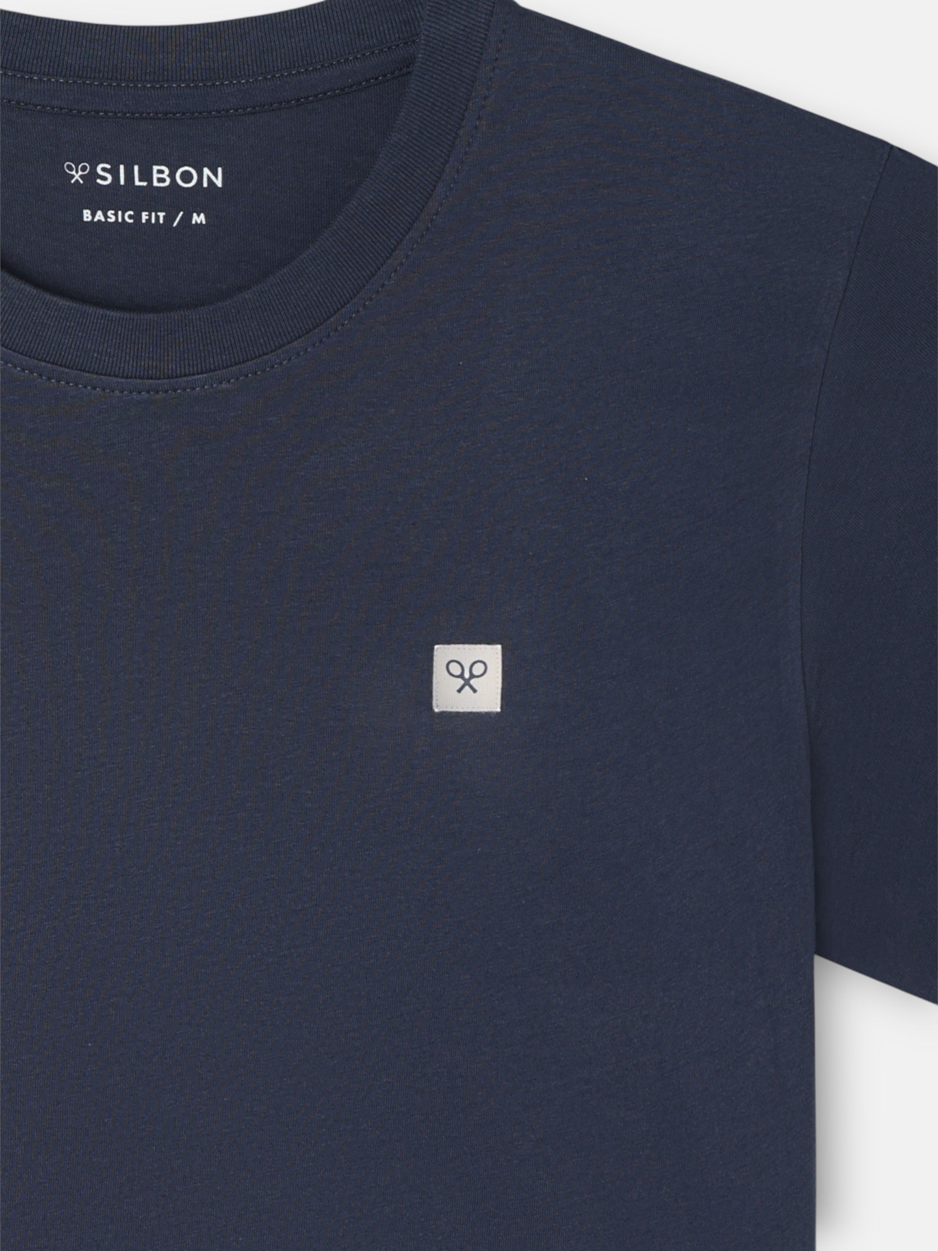 Camiseta lisa minilogo parche azul marino