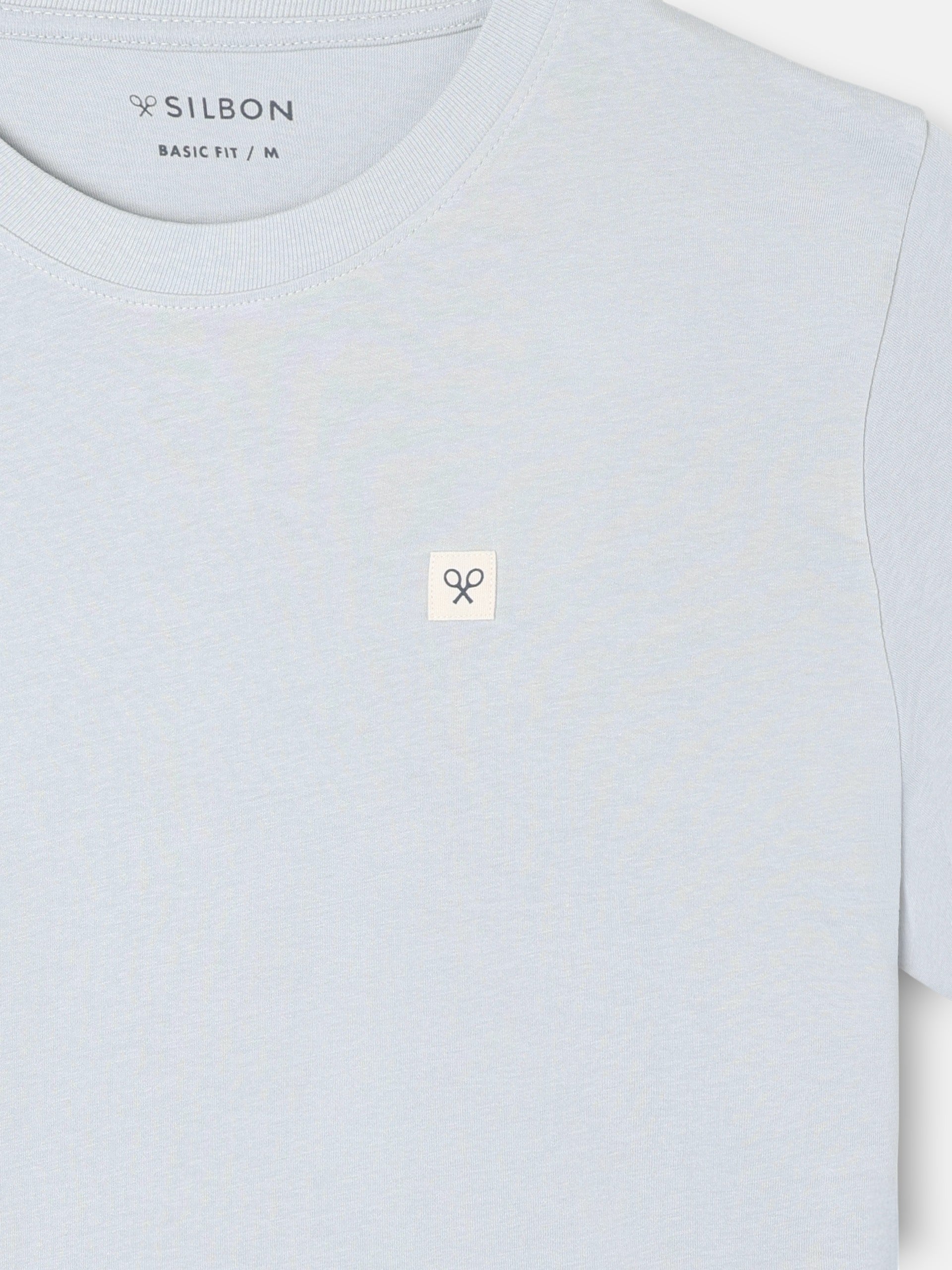 T-shirt lisa minilogo emblema azul claro