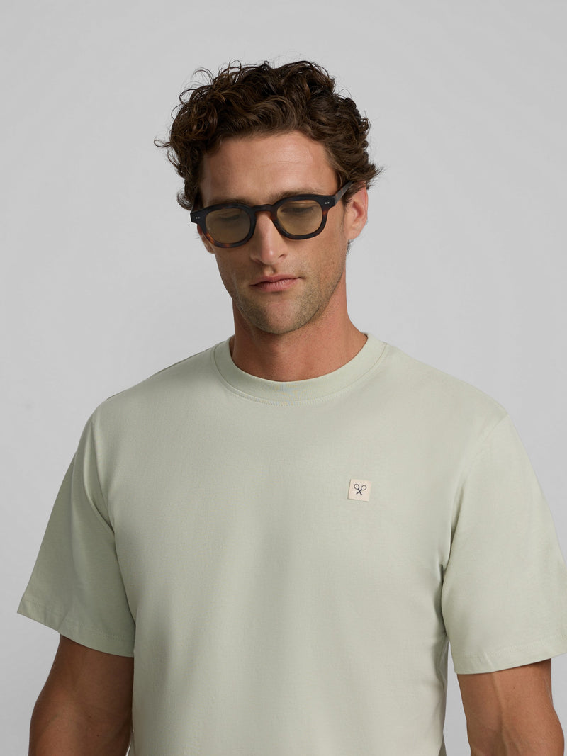 T-shirt lisa minilogo emblema verde claro