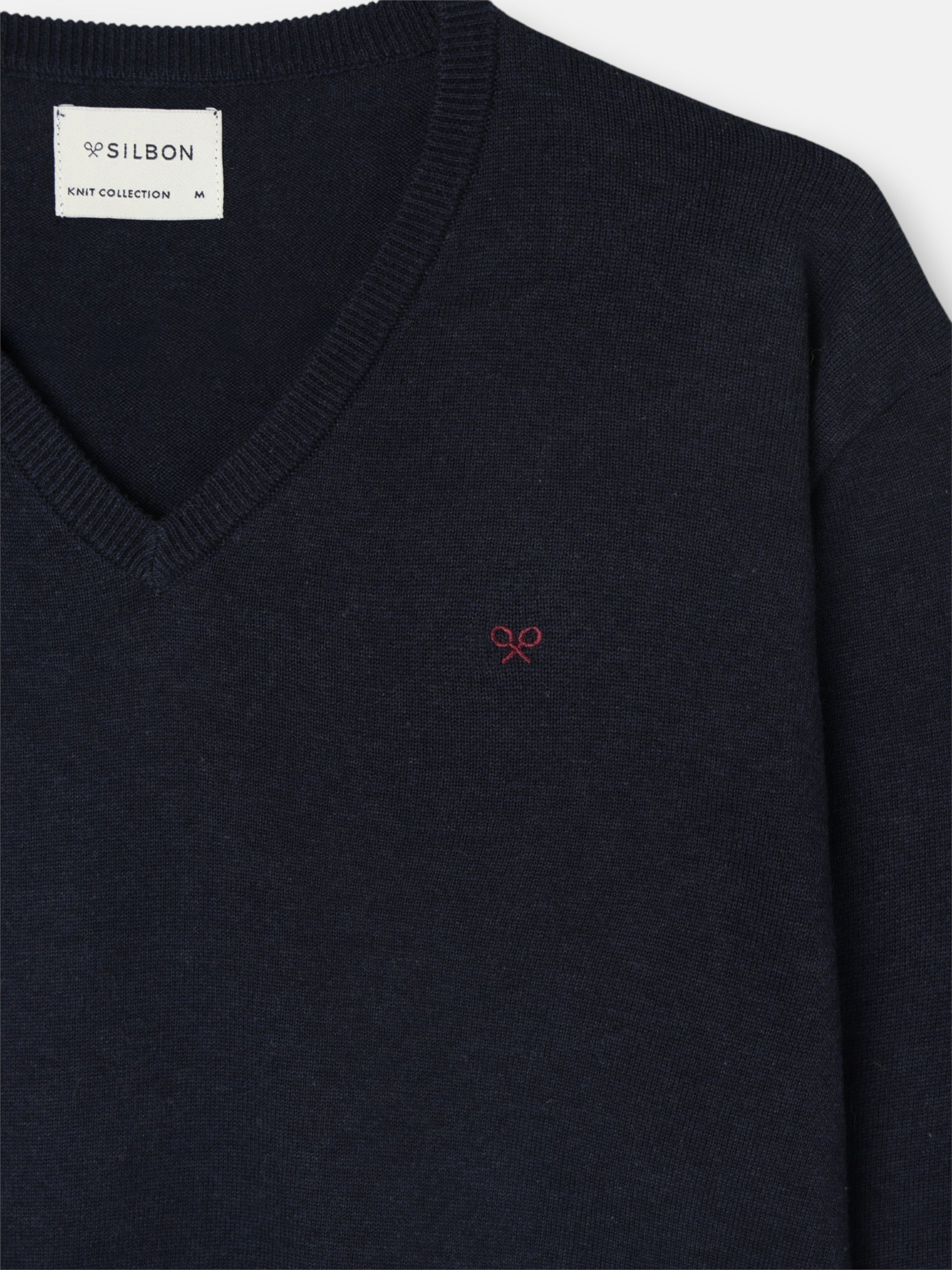 Jersey liso cuello pico azul marino