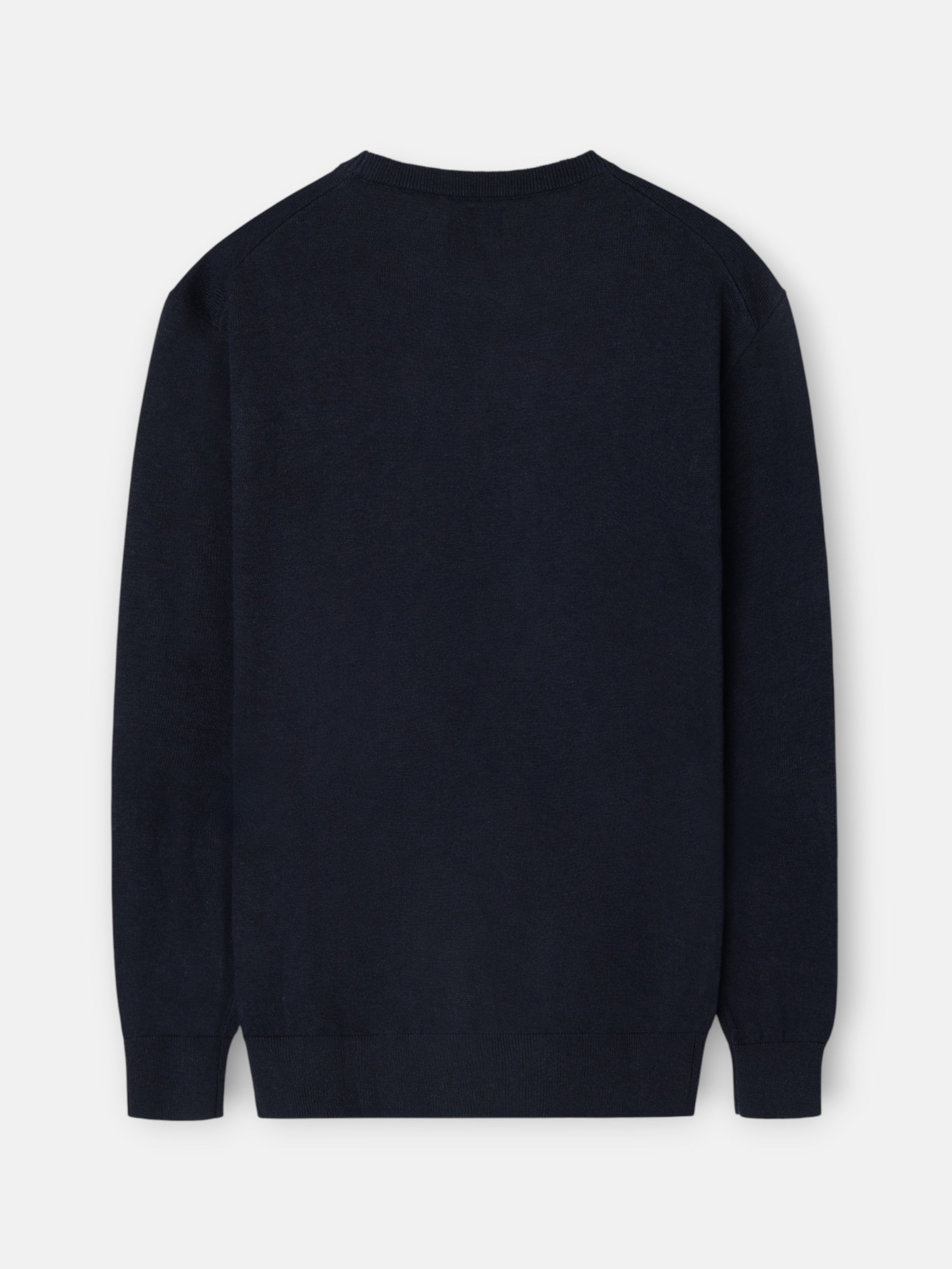 Pull uni bleu marine à col rond