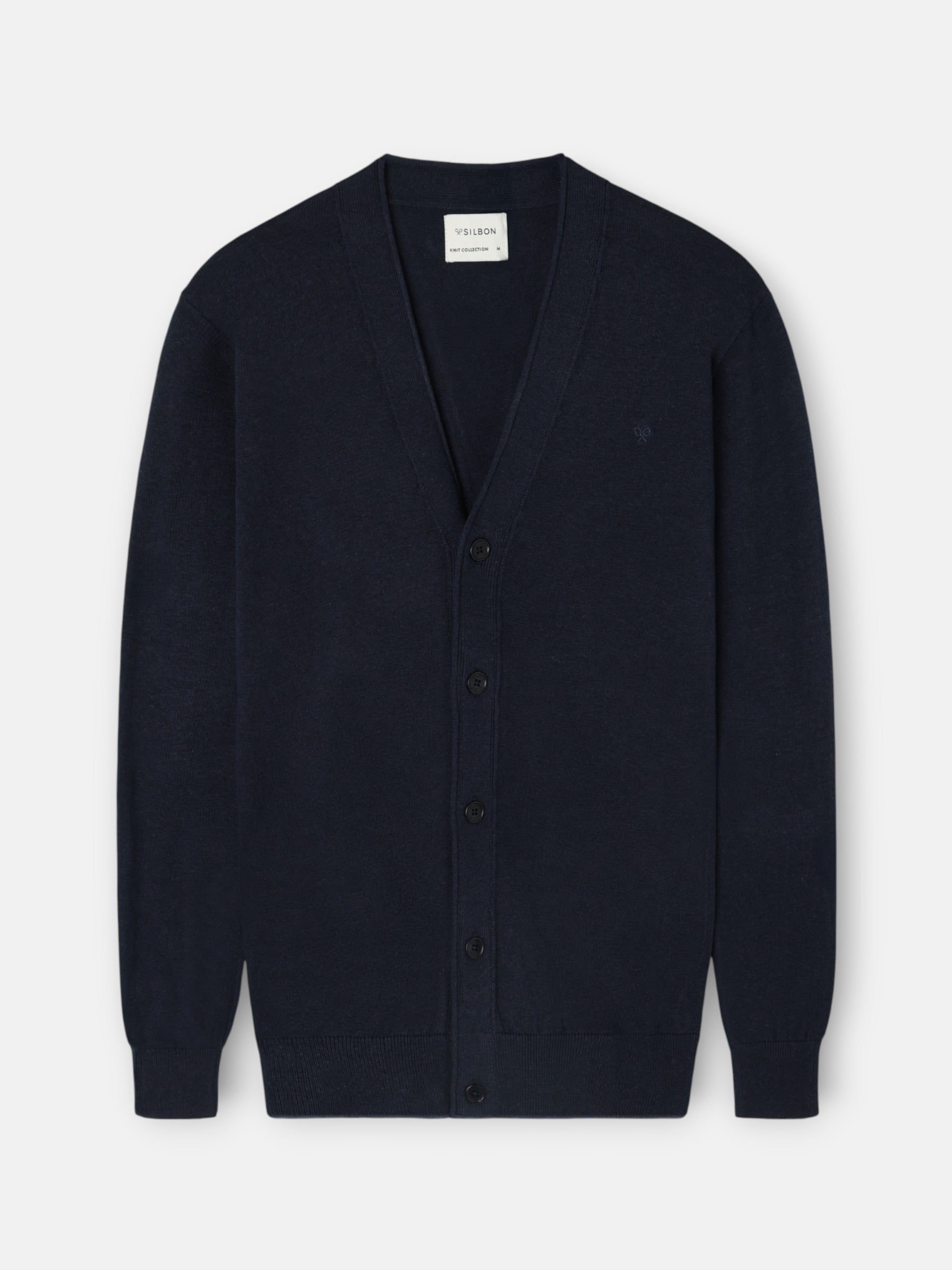 Navy blue button-down cardigan