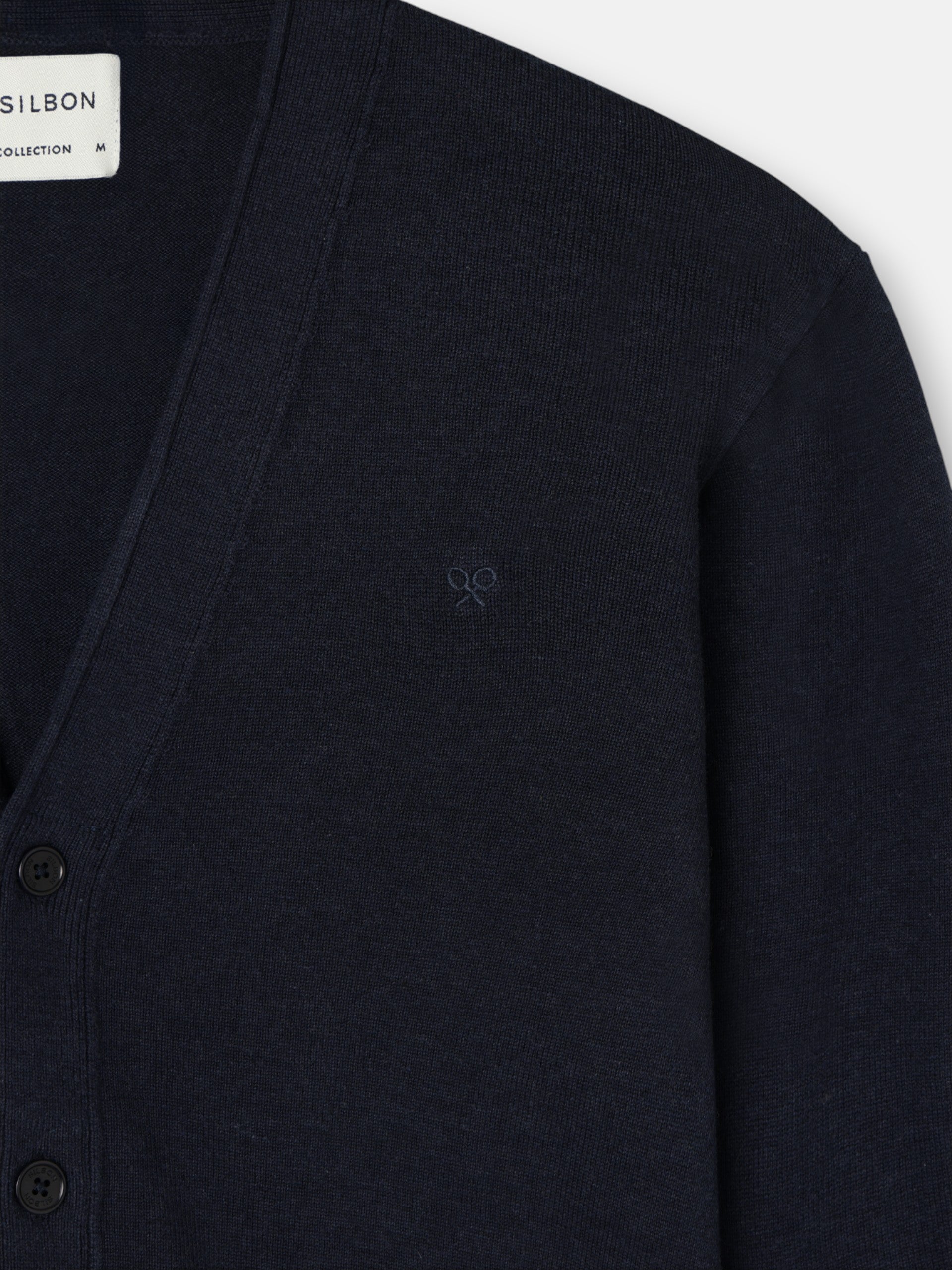 Navy blue button-down cardigan