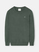 Pull col rond uni vert