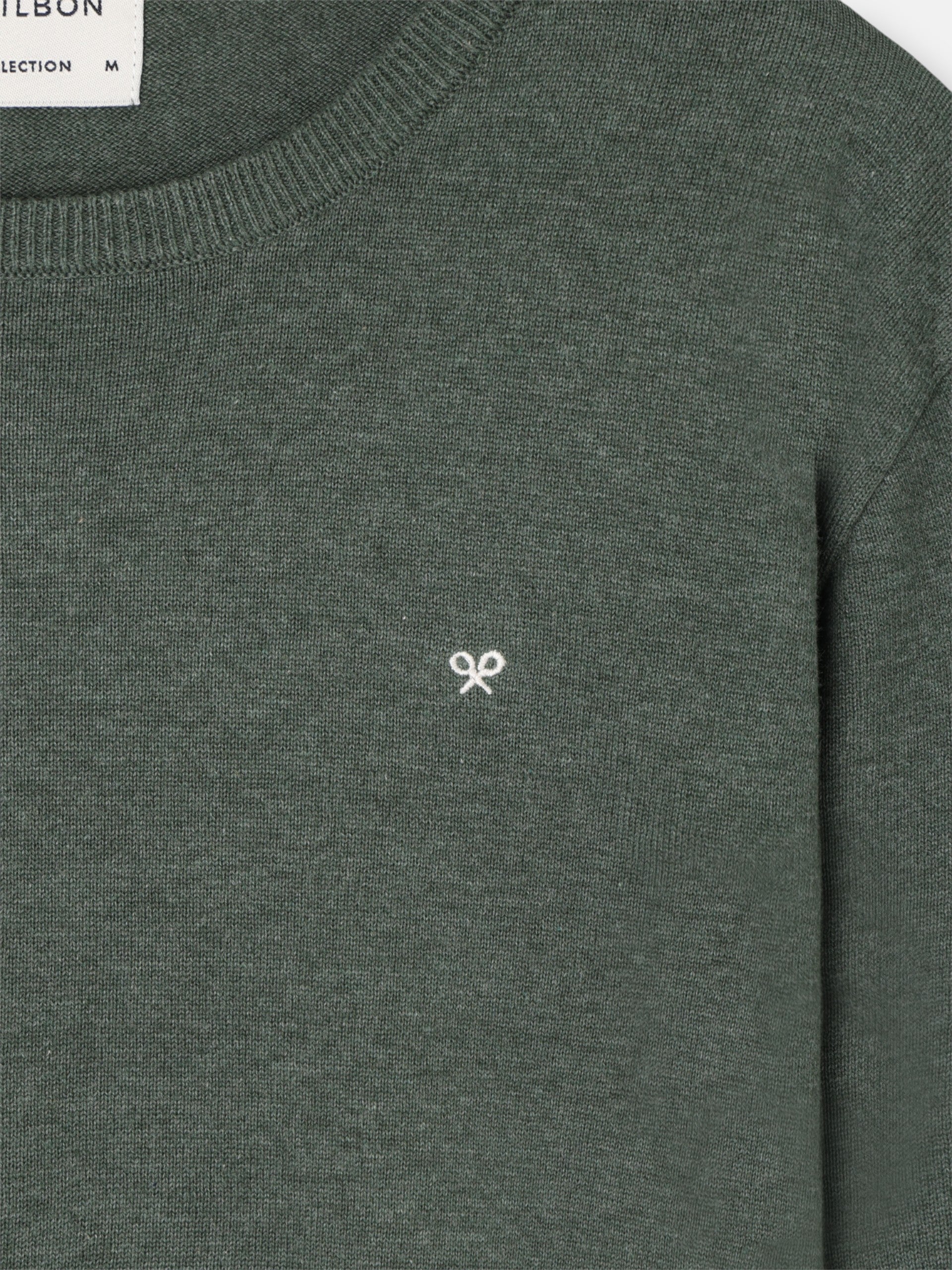 Camisola lisa de gola redonda verde