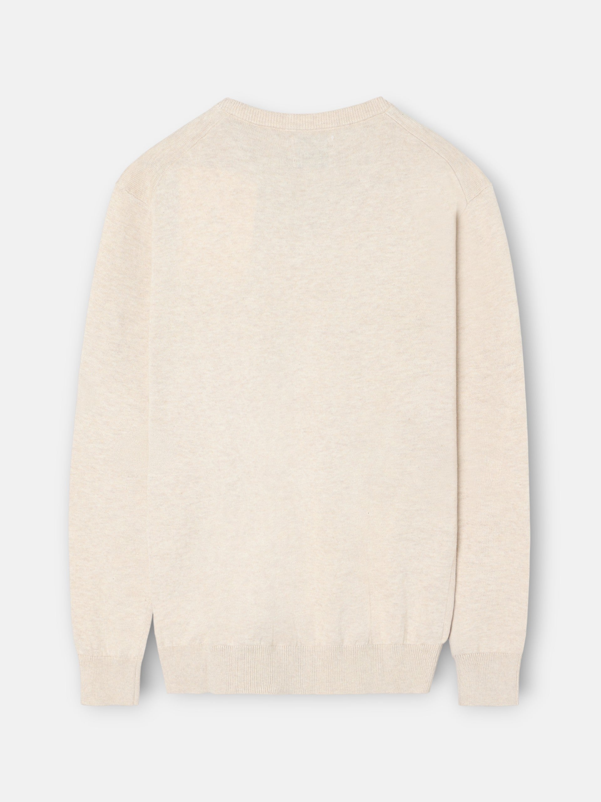 Pull crème uni à col en V