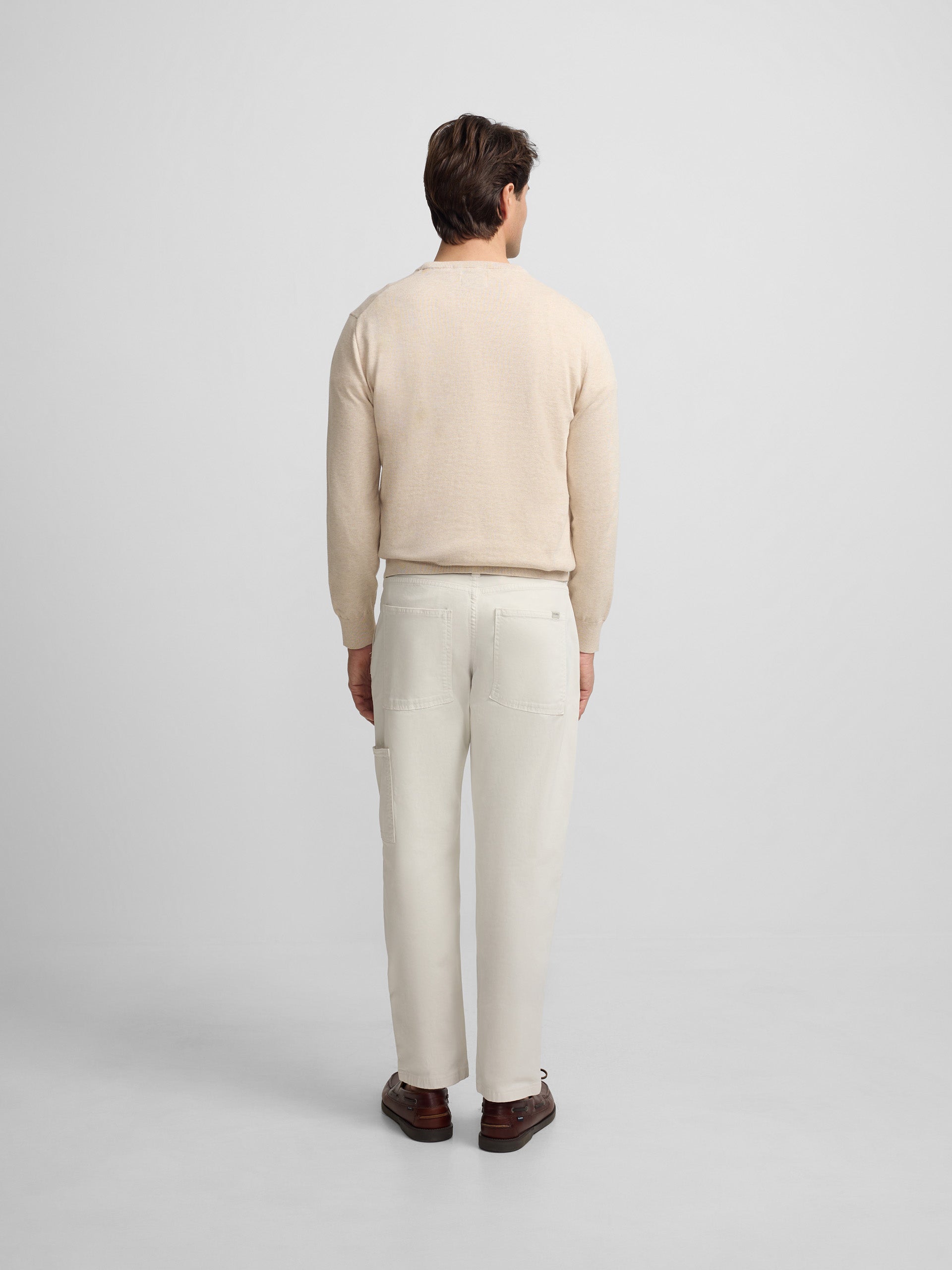 Jersey liso cuello caja crema