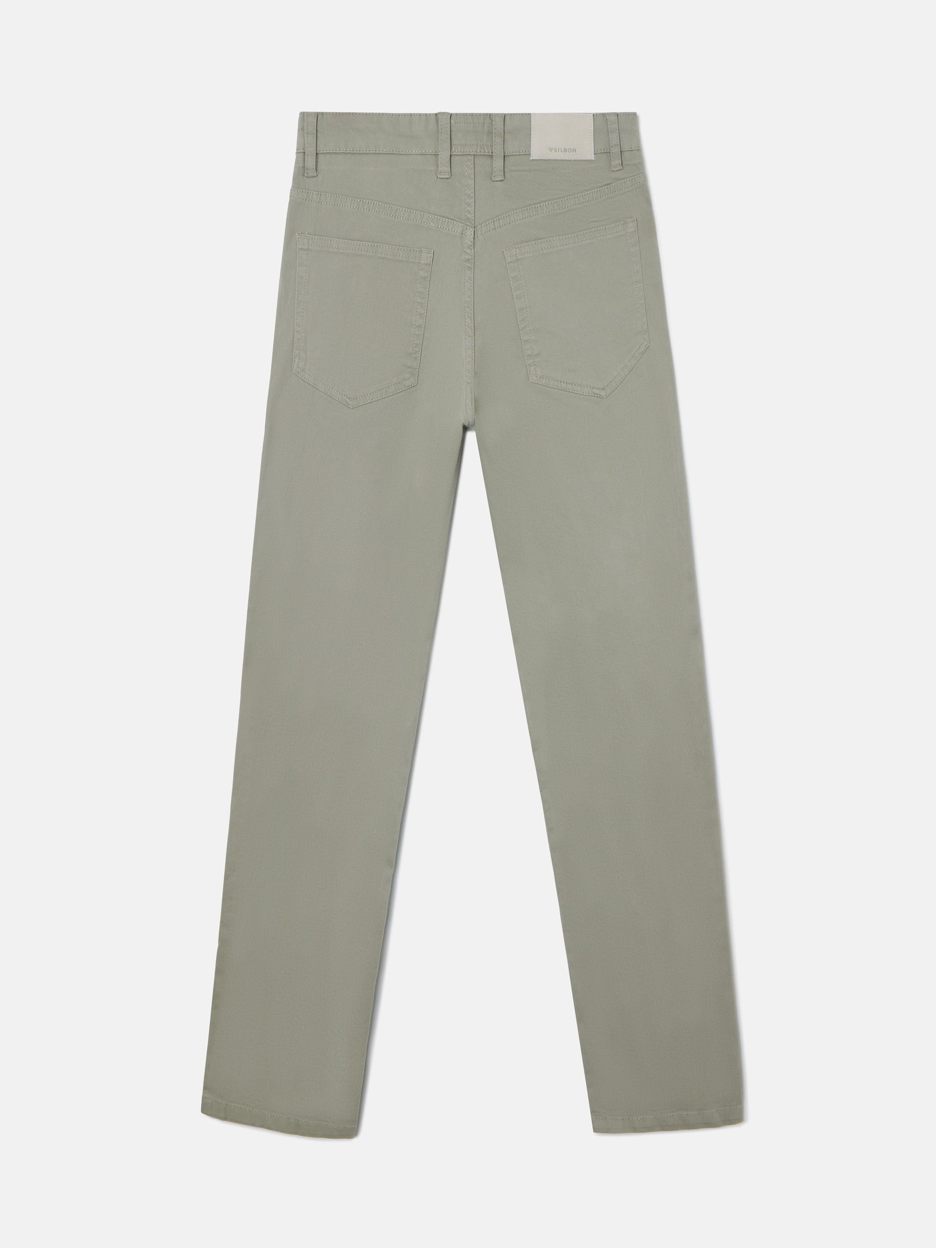 Medium green five-pocket sports trousers
