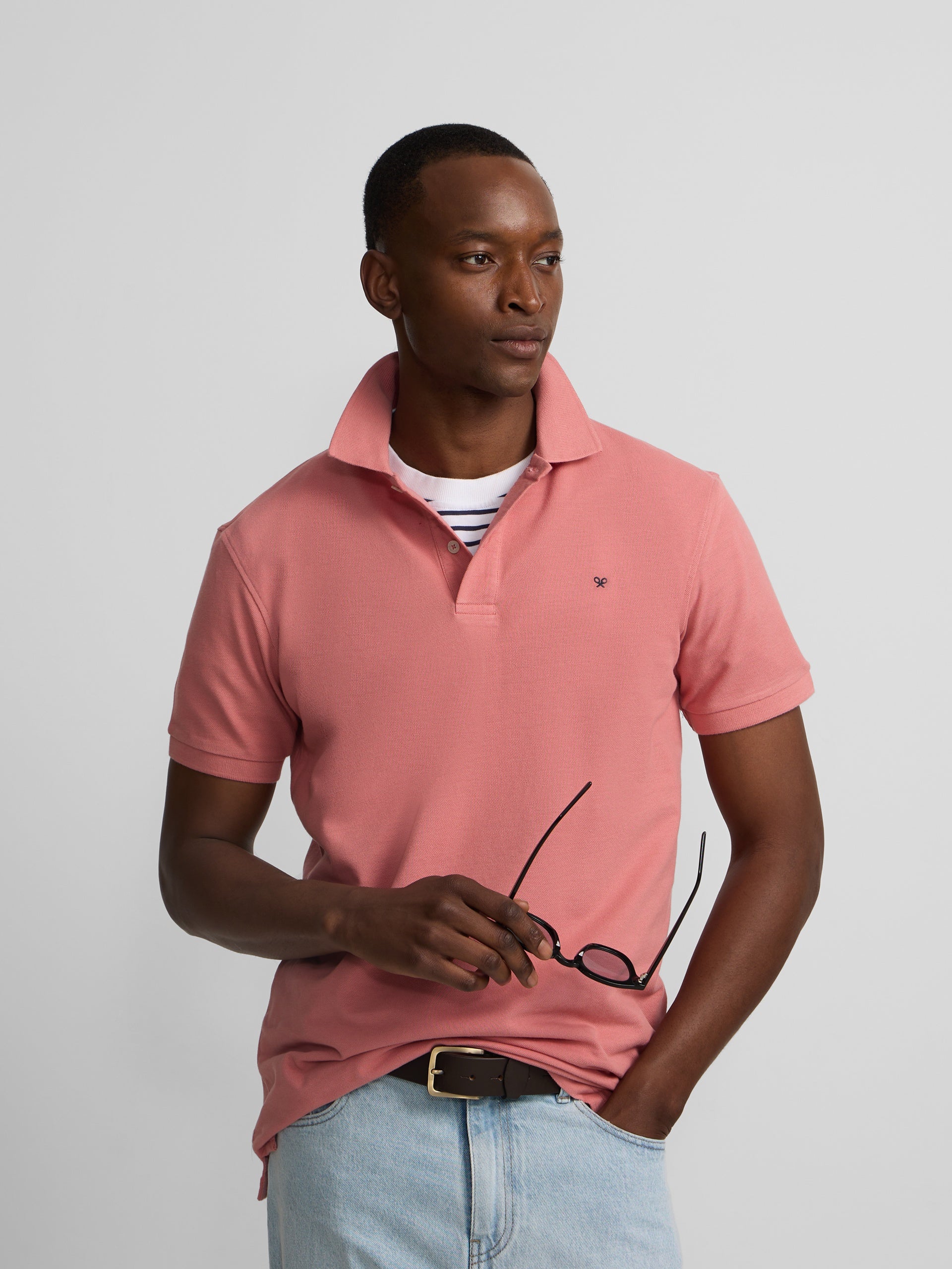Classic plain coral polo
