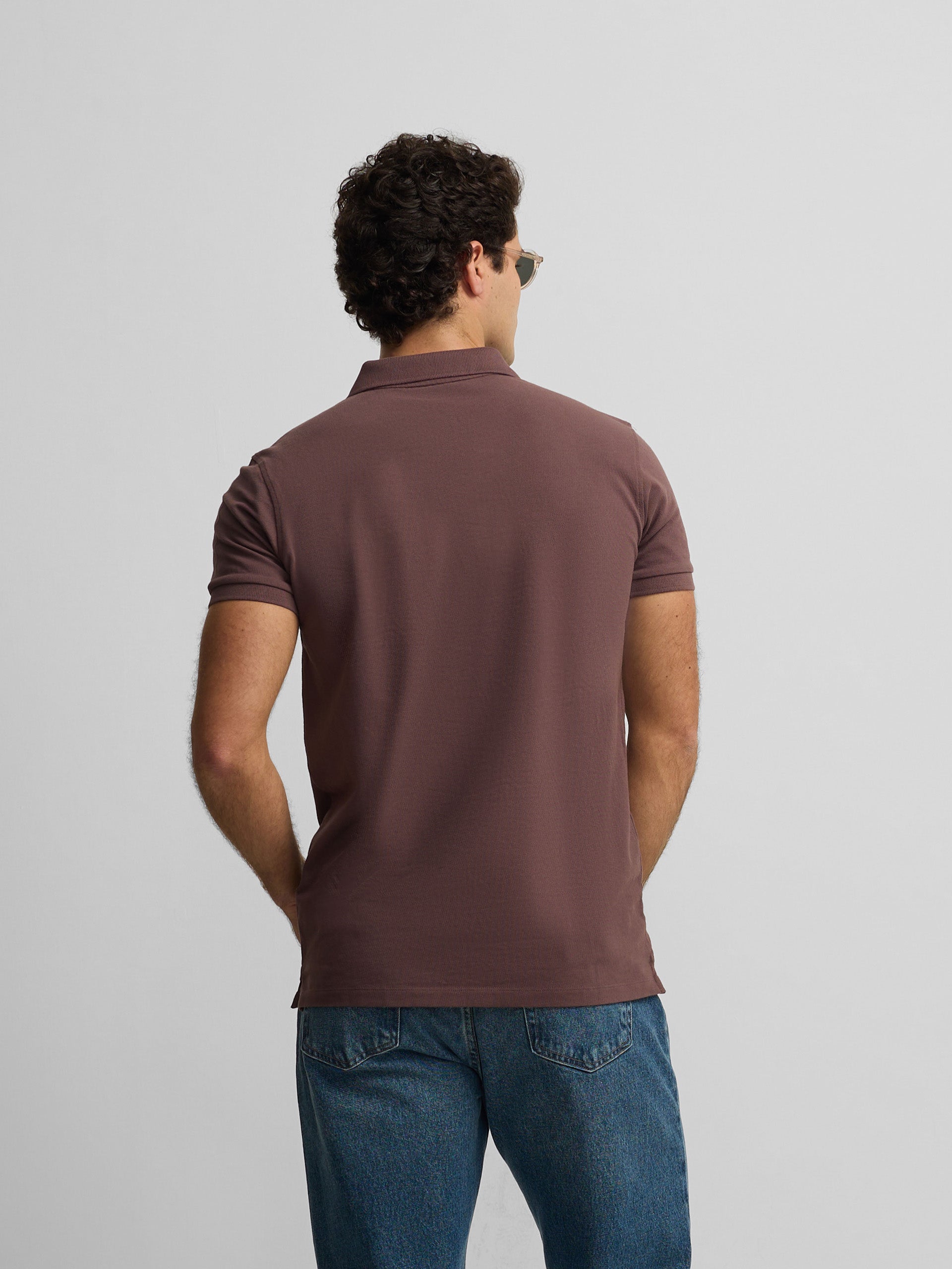 Polo clássico liso bordô
