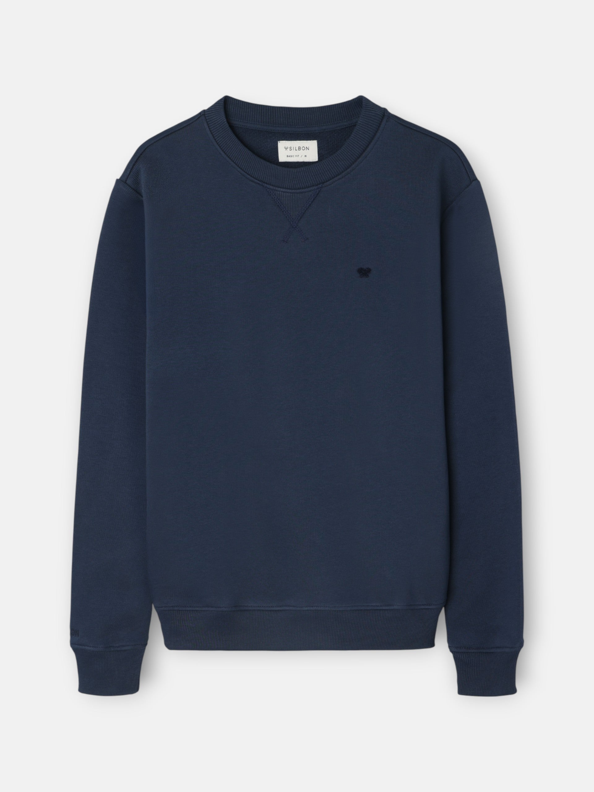 Silbon mini logo navy blue terry cloth sweatshirt