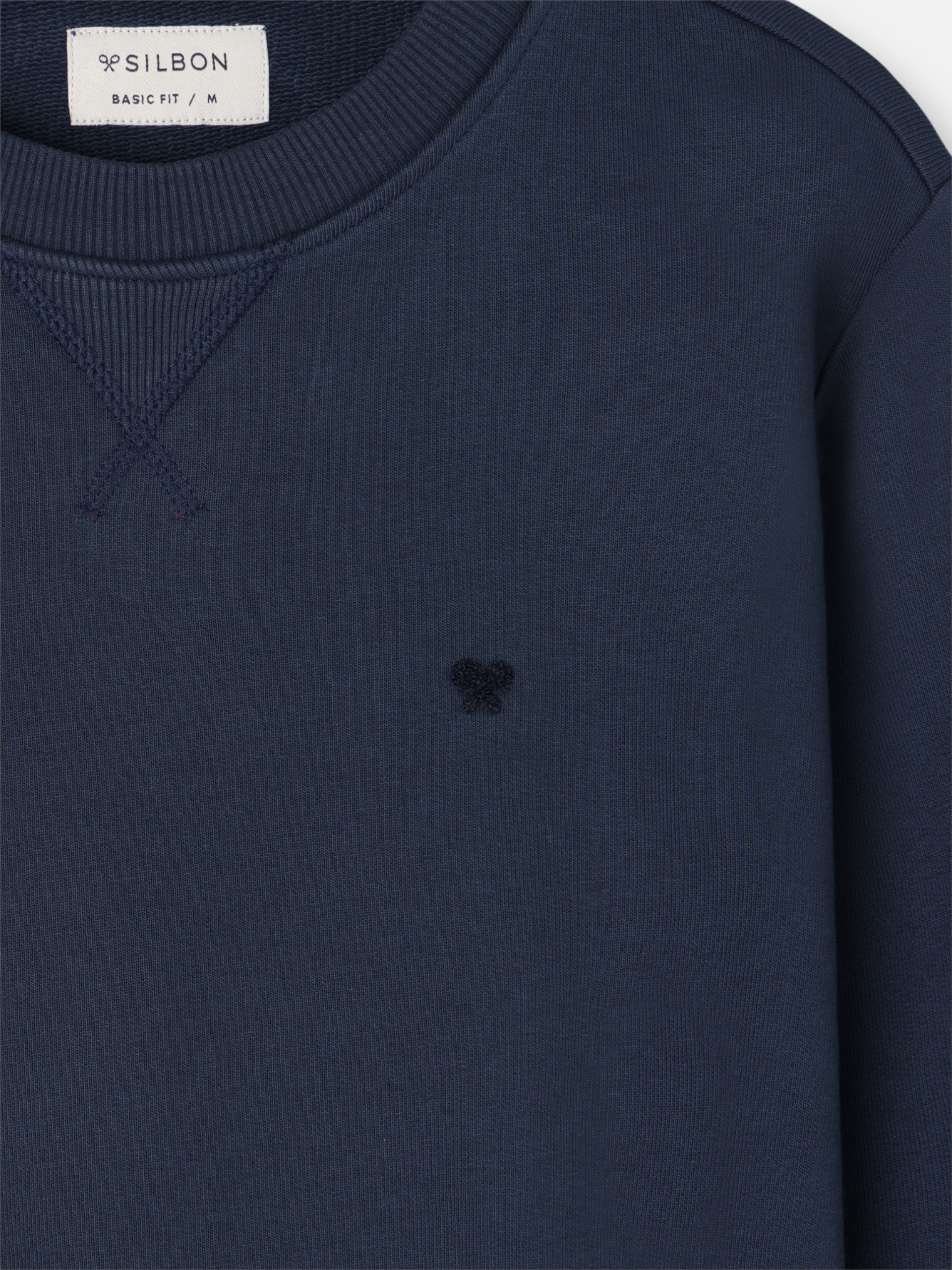 Silbon mini logo navy blue terry cloth sweatshirt