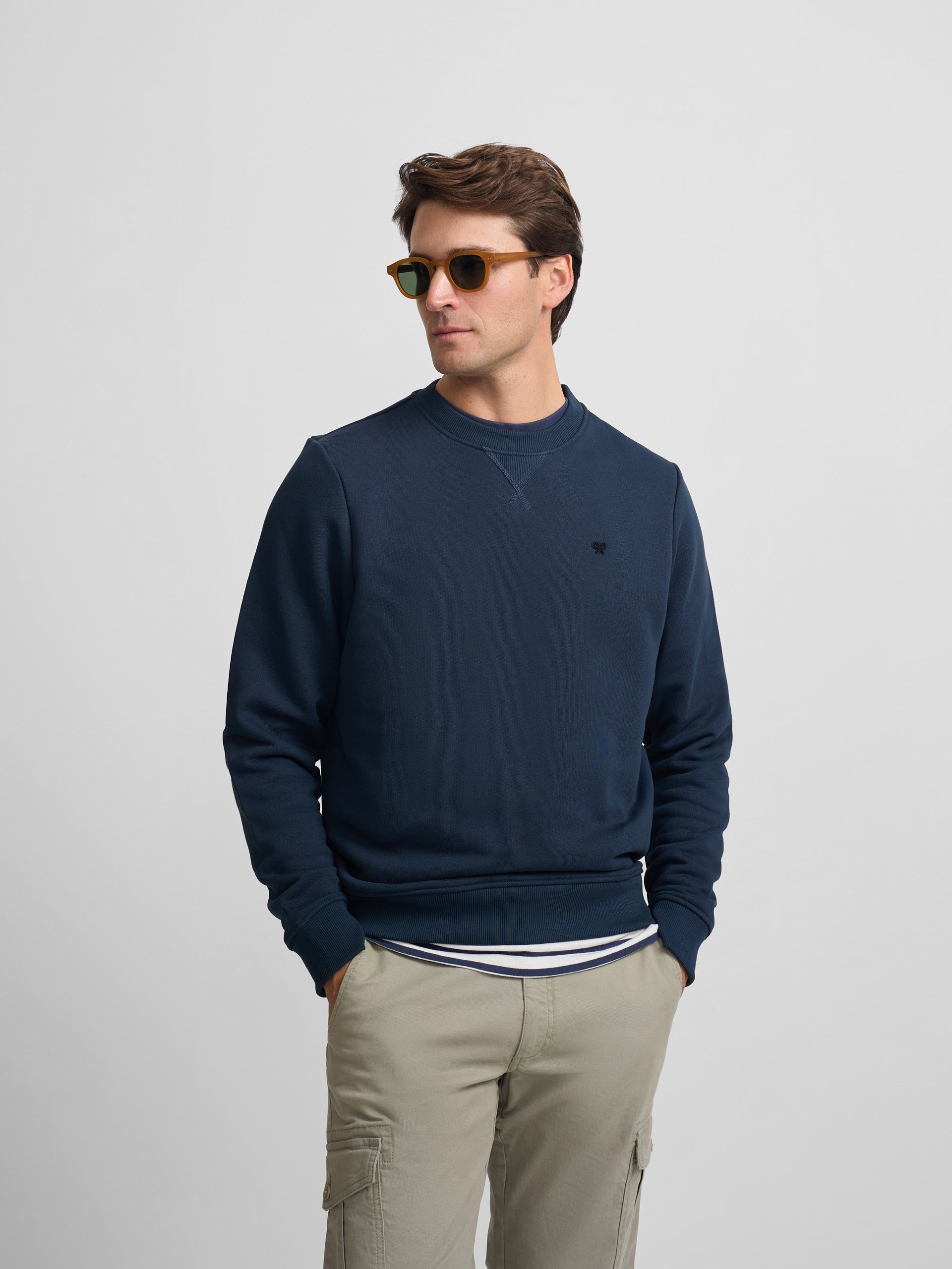 Silbon mini logo navy blue terry cloth sweatshirt