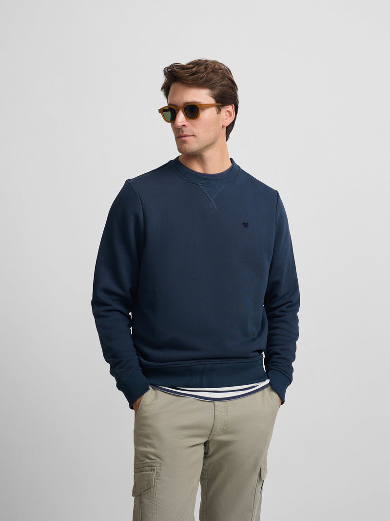 Silbon navy blue sweatshirt with mini terry logo